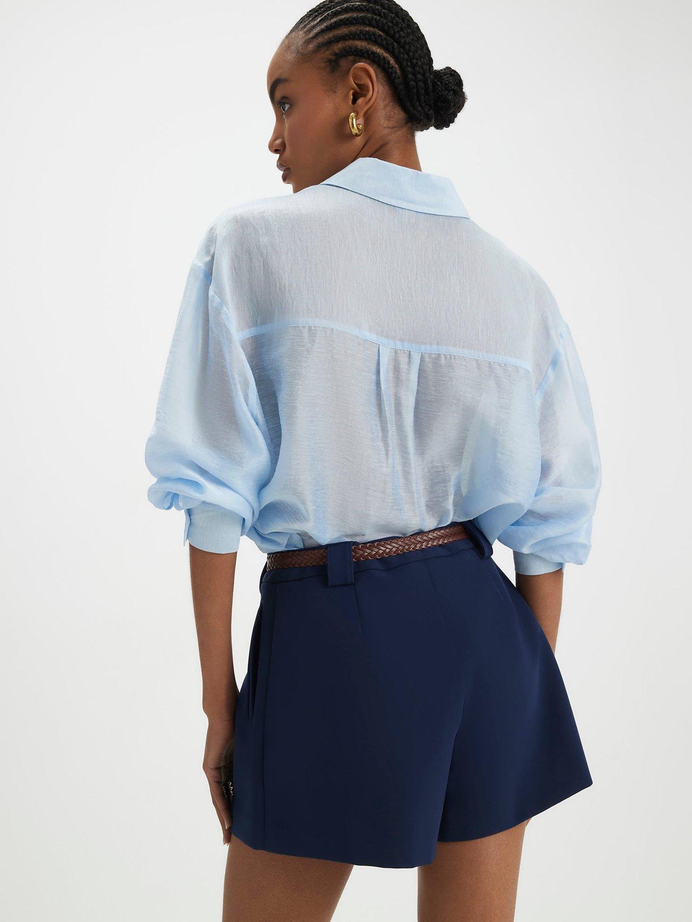 river-island-plaited-belt-tailored-shorts-navystillFront
