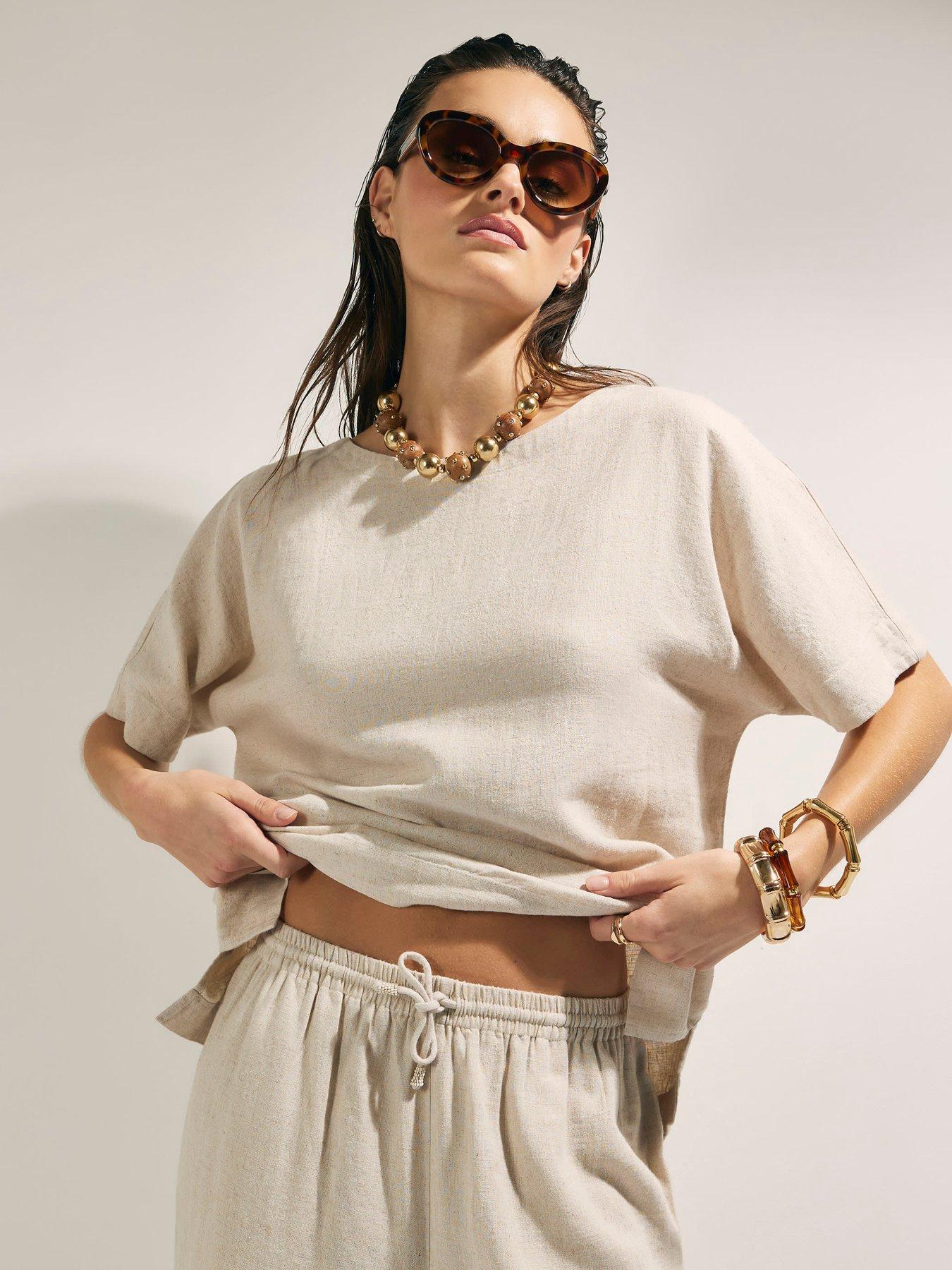 river-island-linen-blend-short-sleeve-t-shirt-beigefront