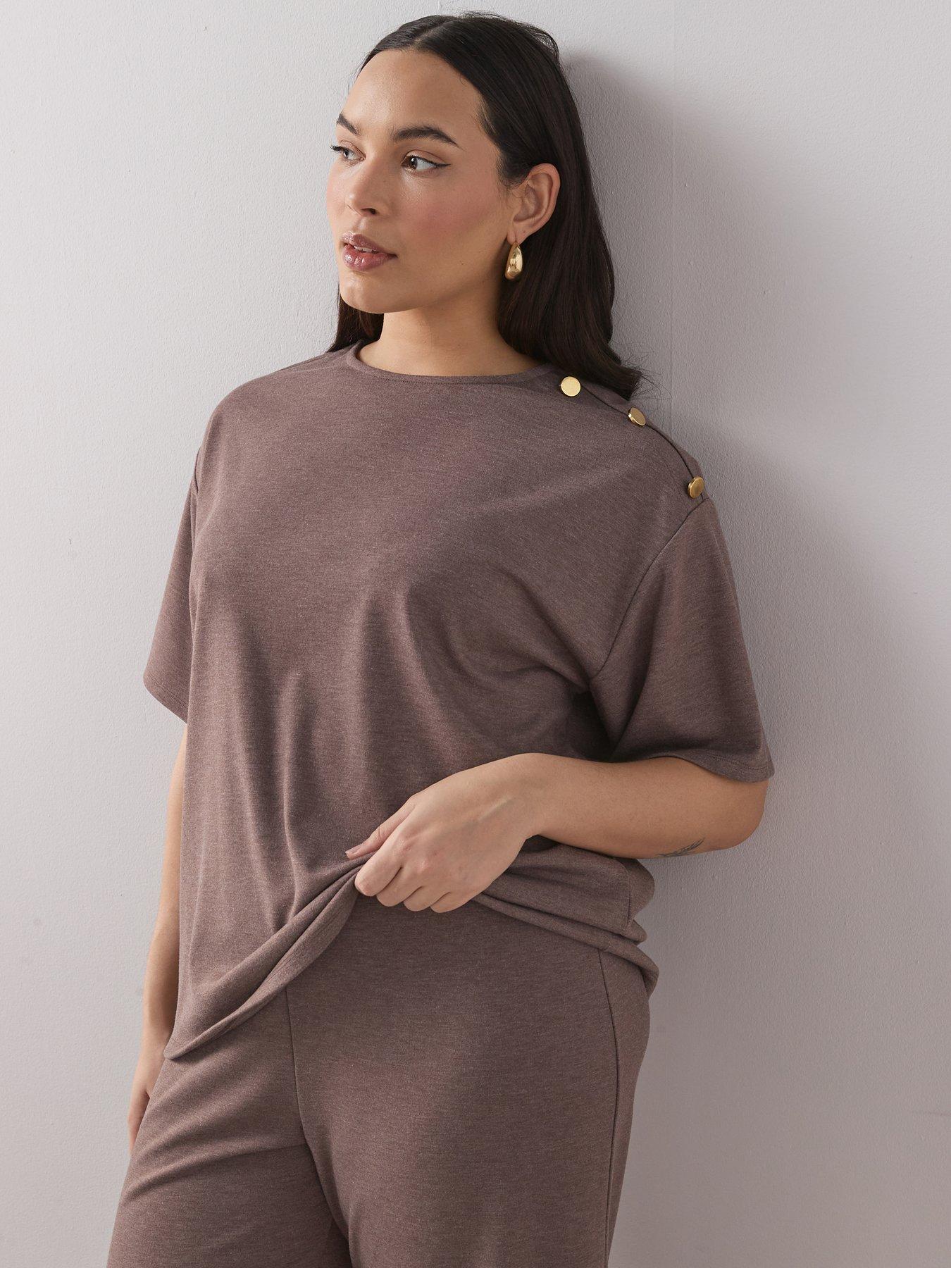 The Very Collection Curve Button Detail T-shirt Co-ord