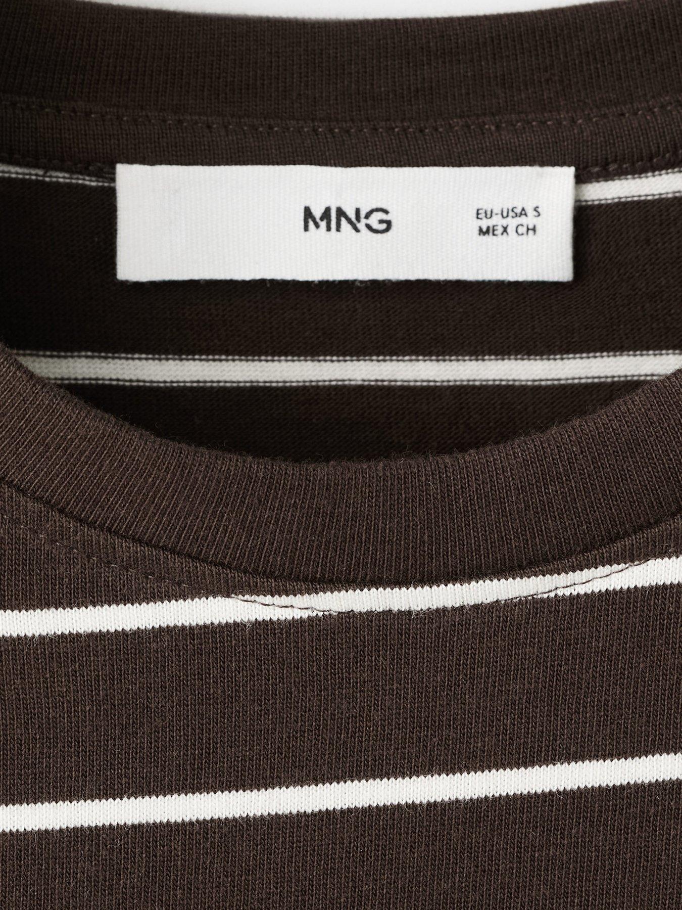 Image 5 of 6 of Mango Striped Cotton T-Shirt - Brown