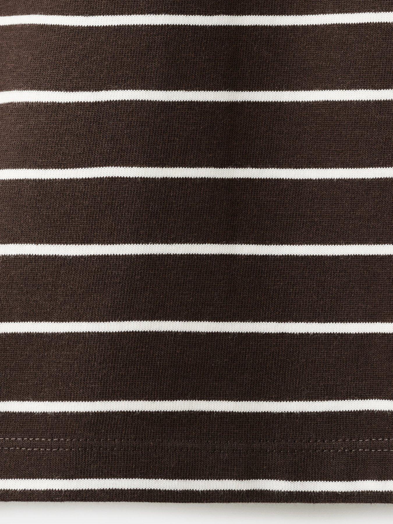 Image 6 of 6 of Mango Striped Cotton T-Shirt - Brown
