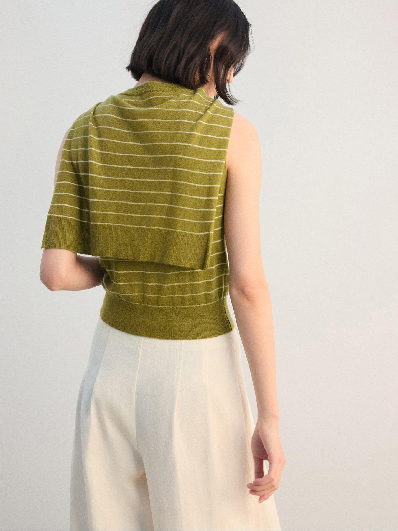 mango-jersey-knit-waistcoat-greenstillFront