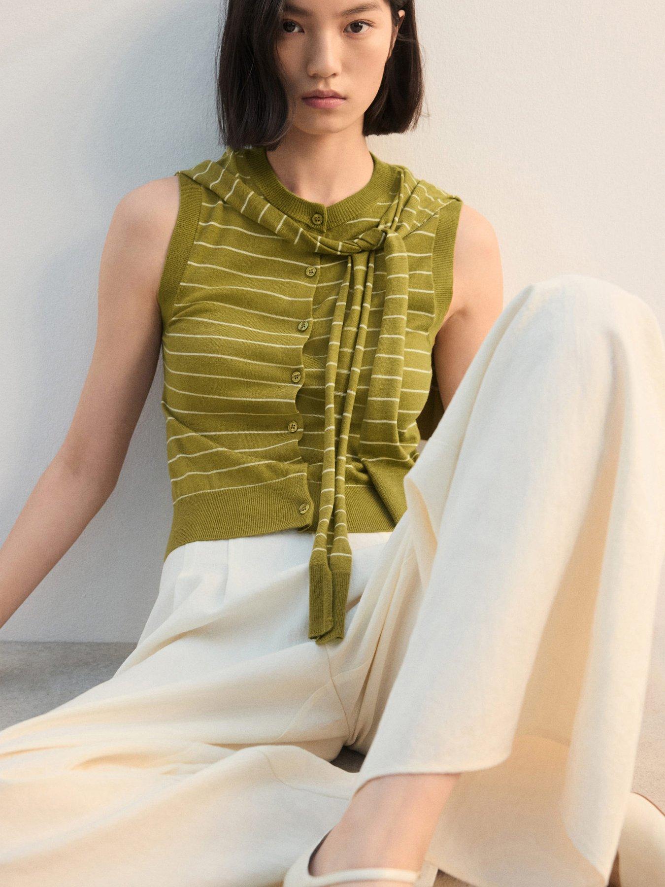 mango-jersey-knit-waistcoat-greendetail