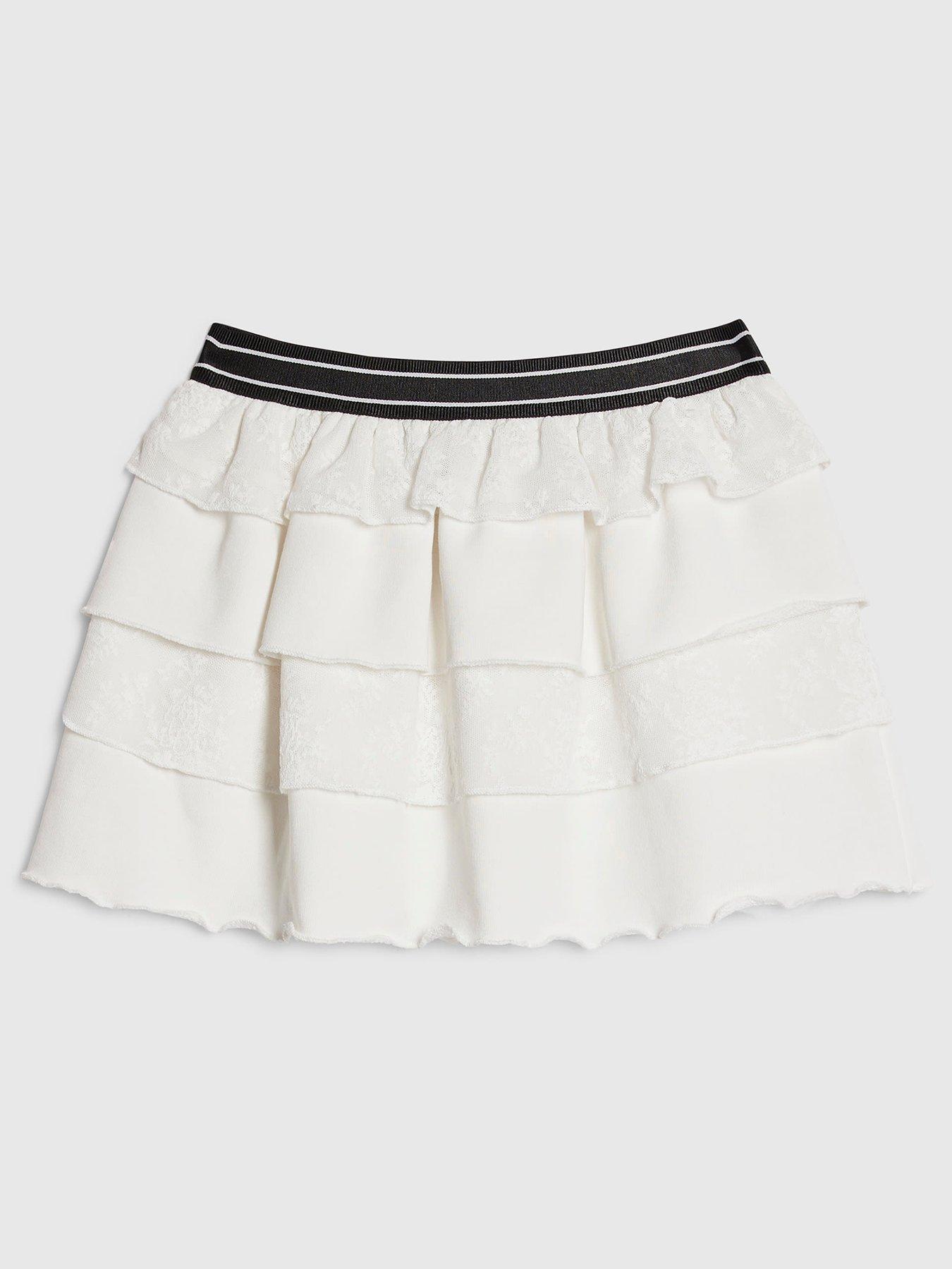 River Island Older Girls Tiered Rara Skirt - White