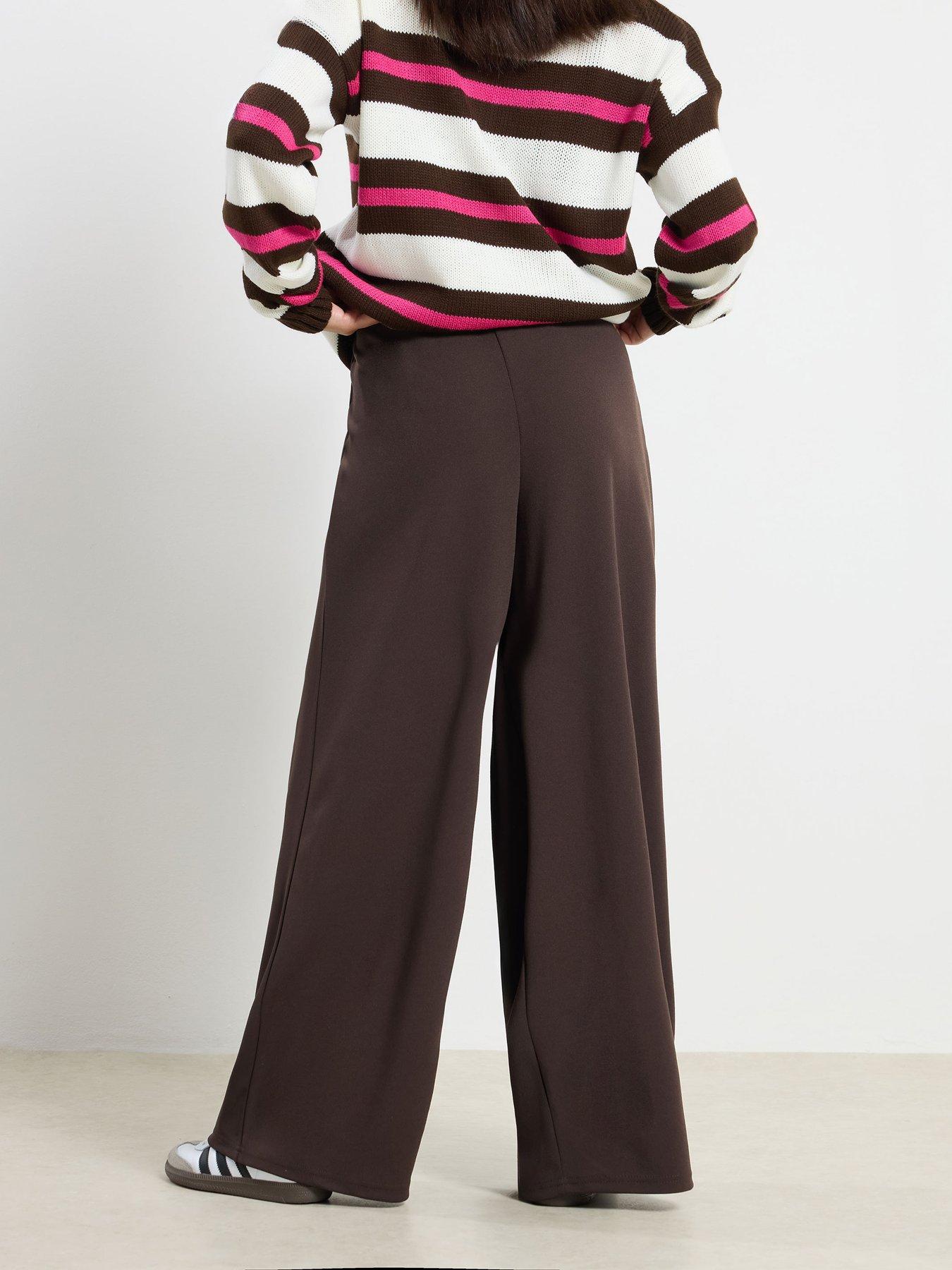 Image 2 of 4 of PixieGirl Petite Scuba Wrap Pleat Wide Leg Trousers