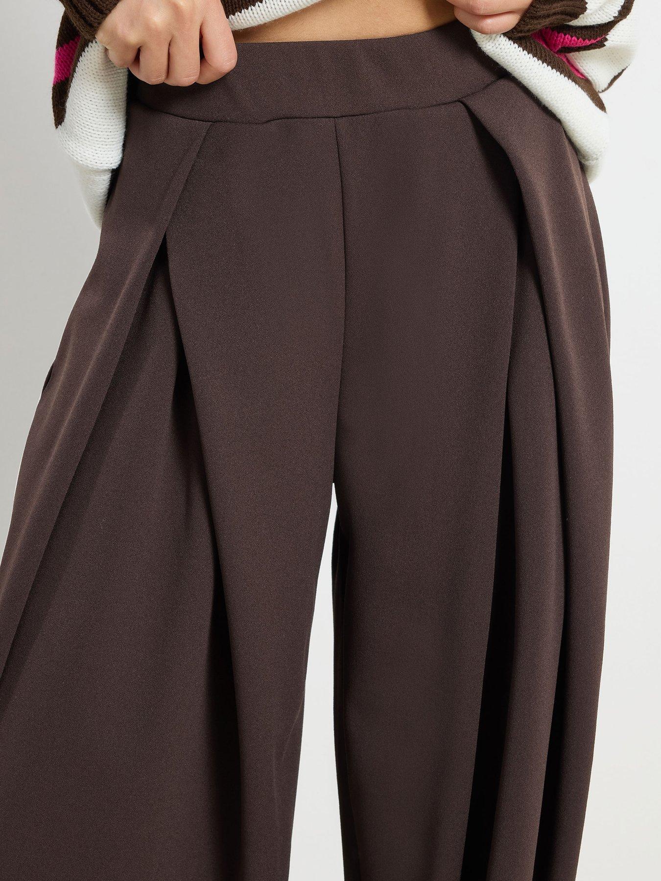Image 4 of 4 of PixieGirl Petite Scuba Wrap Pleat Wide Leg Trousers