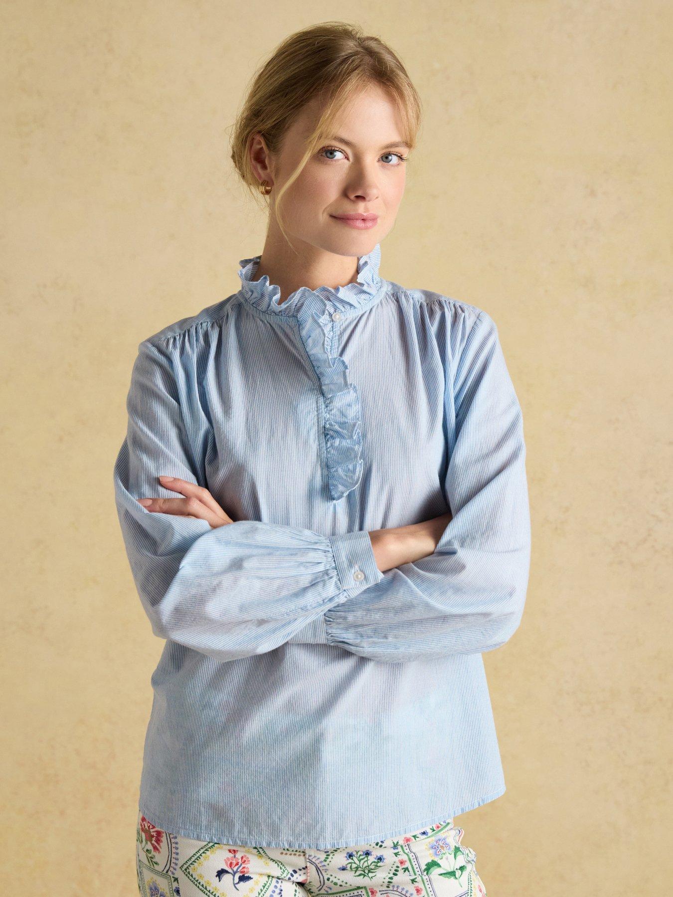 Joules Melanie Breton Stripe Top - White/Blue