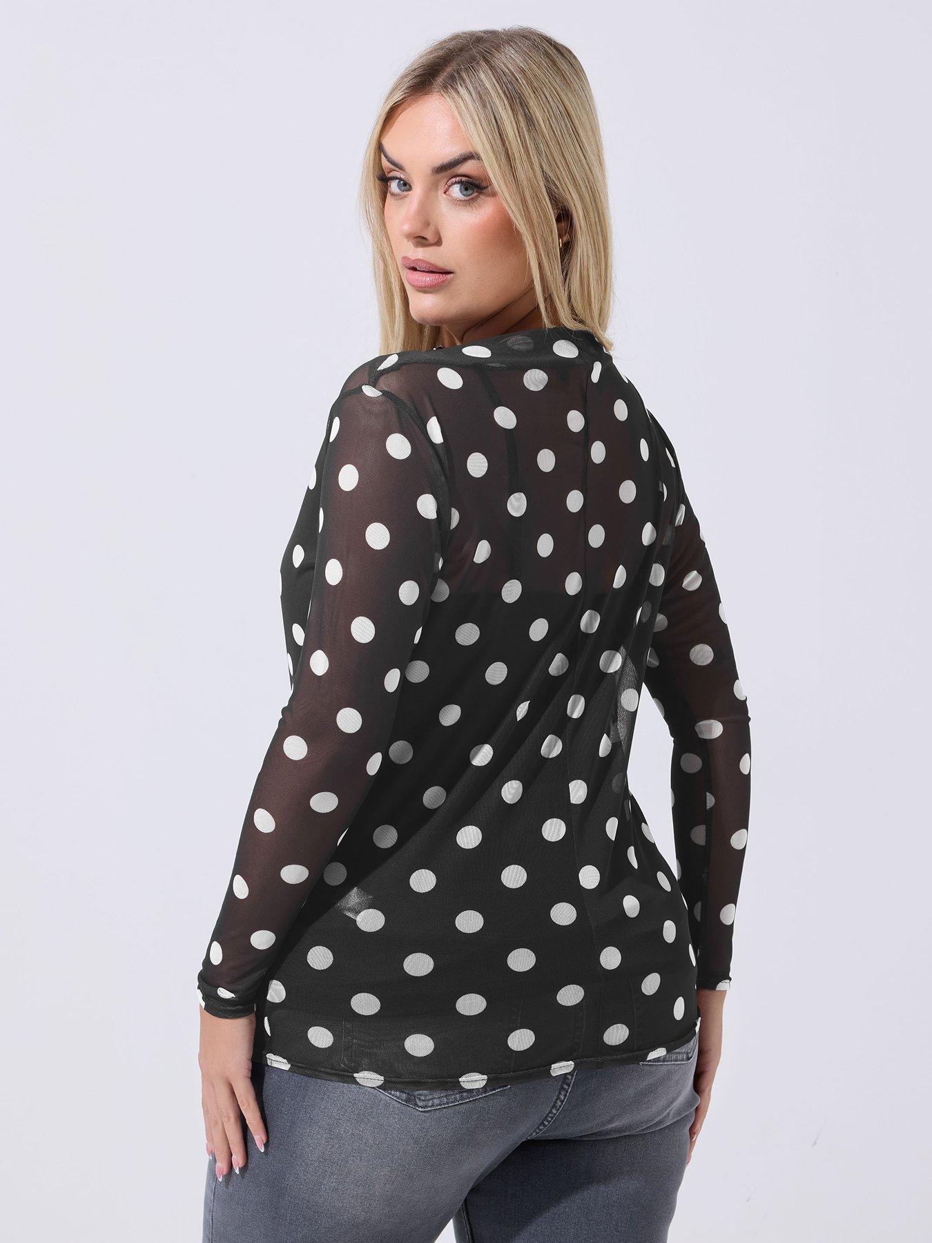 Image 2 of 5 of Yours Curve Polka Dot&nbsp;Top&nbsp;- Black