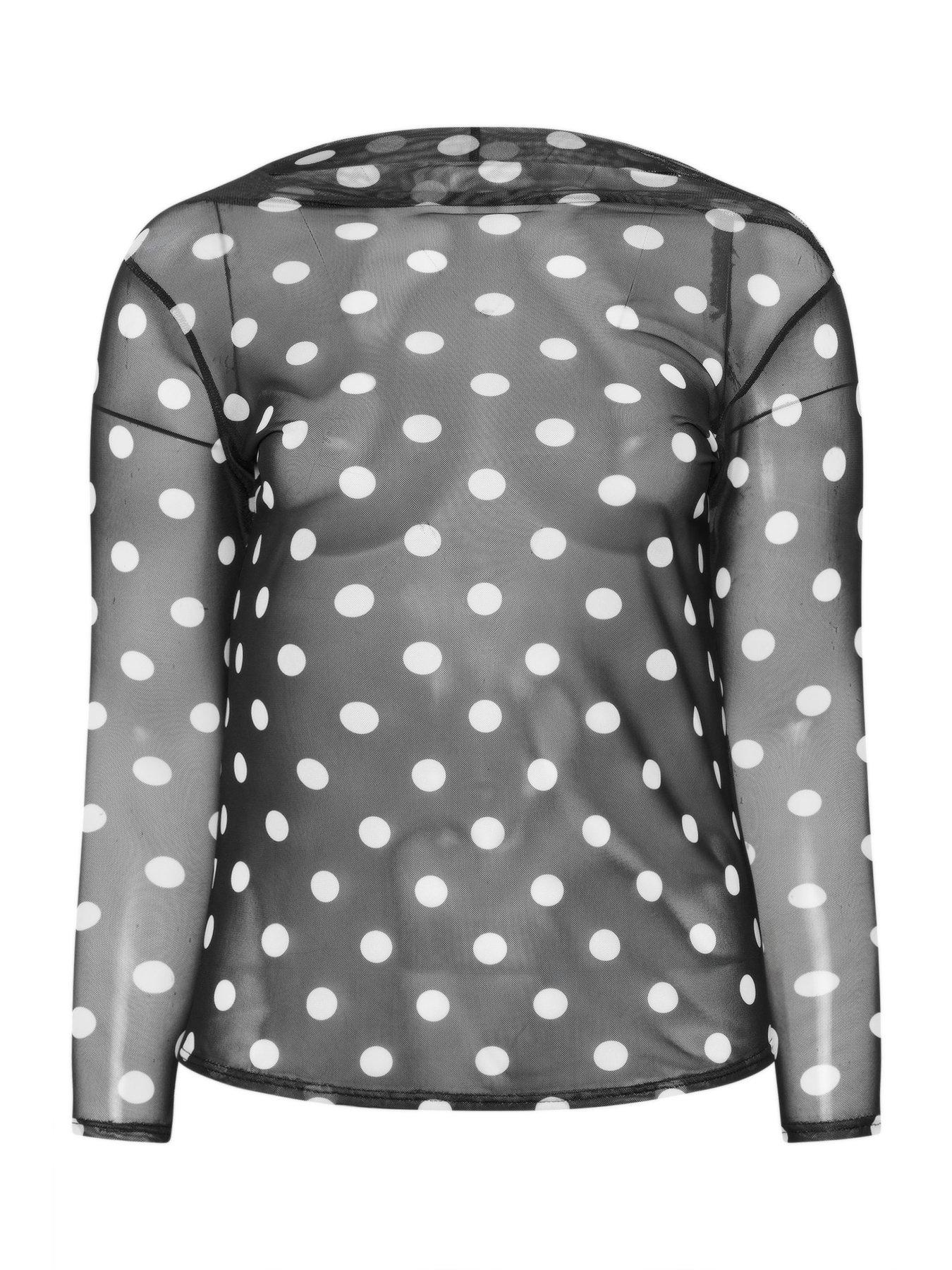 Image 5 of 5 of Yours Curve Polka Dot&nbsp;Top&nbsp;- Black