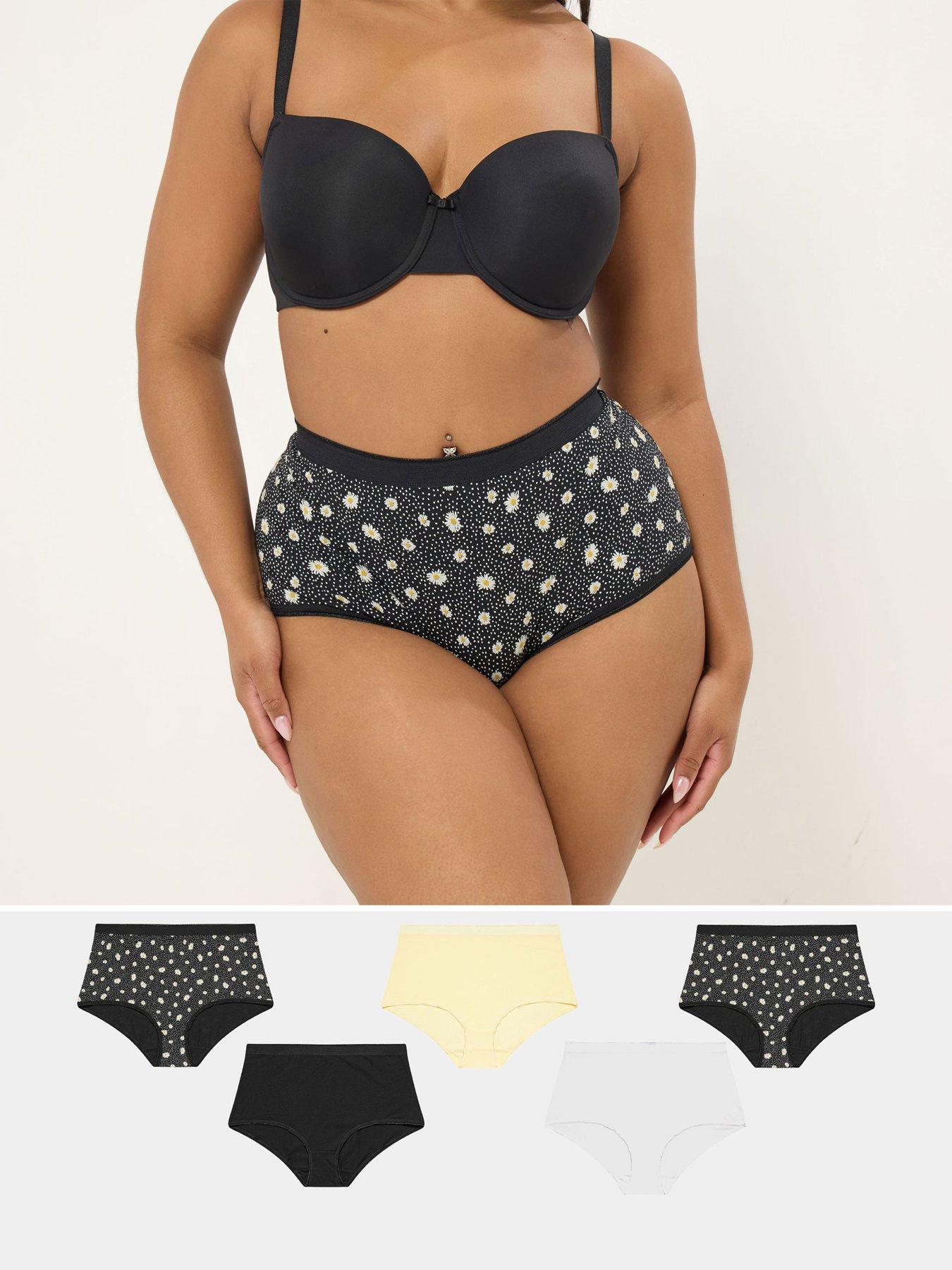 yours-curve-5-pack-daisy-full-briefs-black