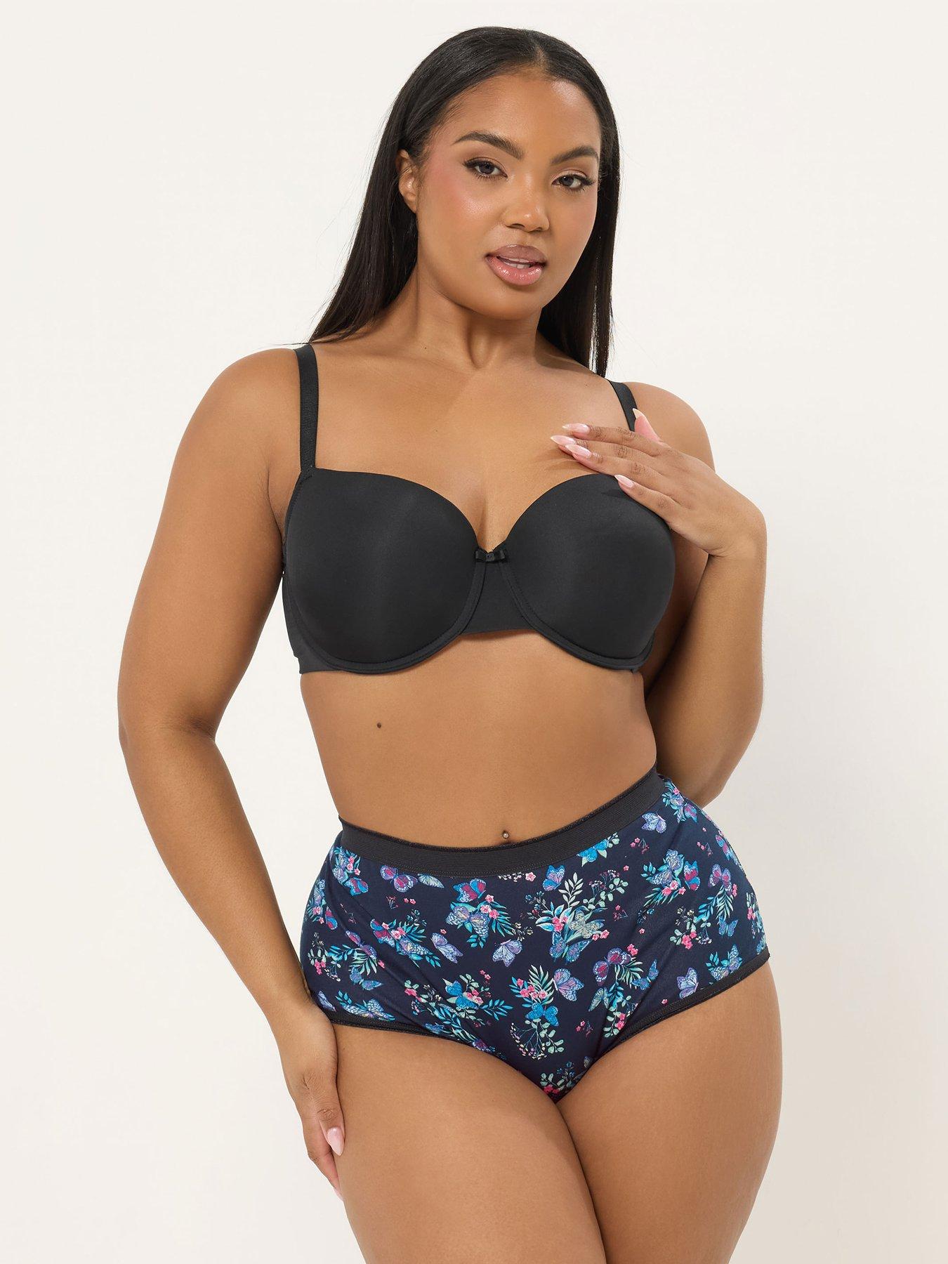Image 3 of 5 of Yours Curve 5 Pack Floral Butterfly Full Briefs