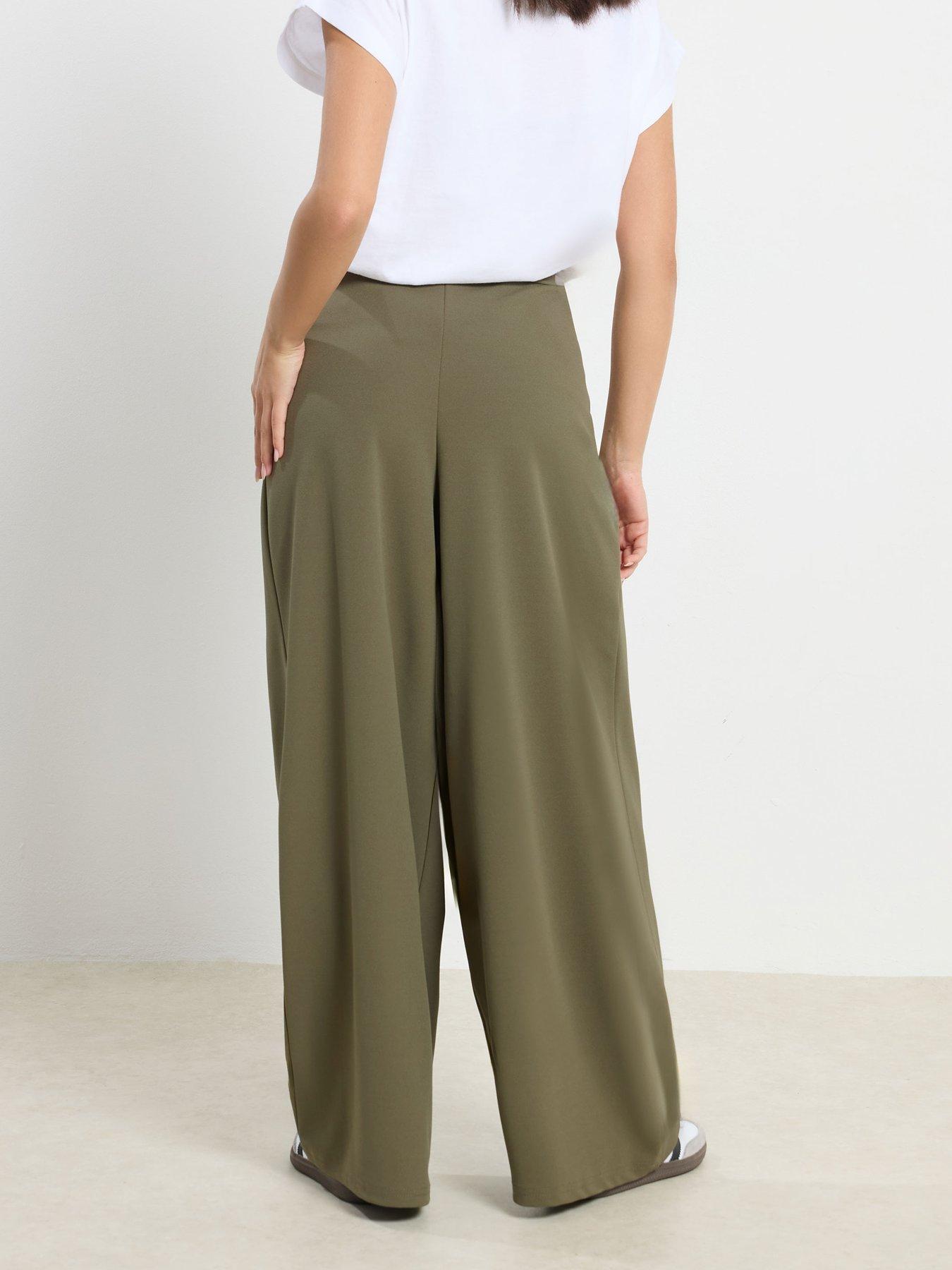 Image 2 of 4 of PixieGirl Petite Scuba Wrap Pleat Wide Leg Trousers