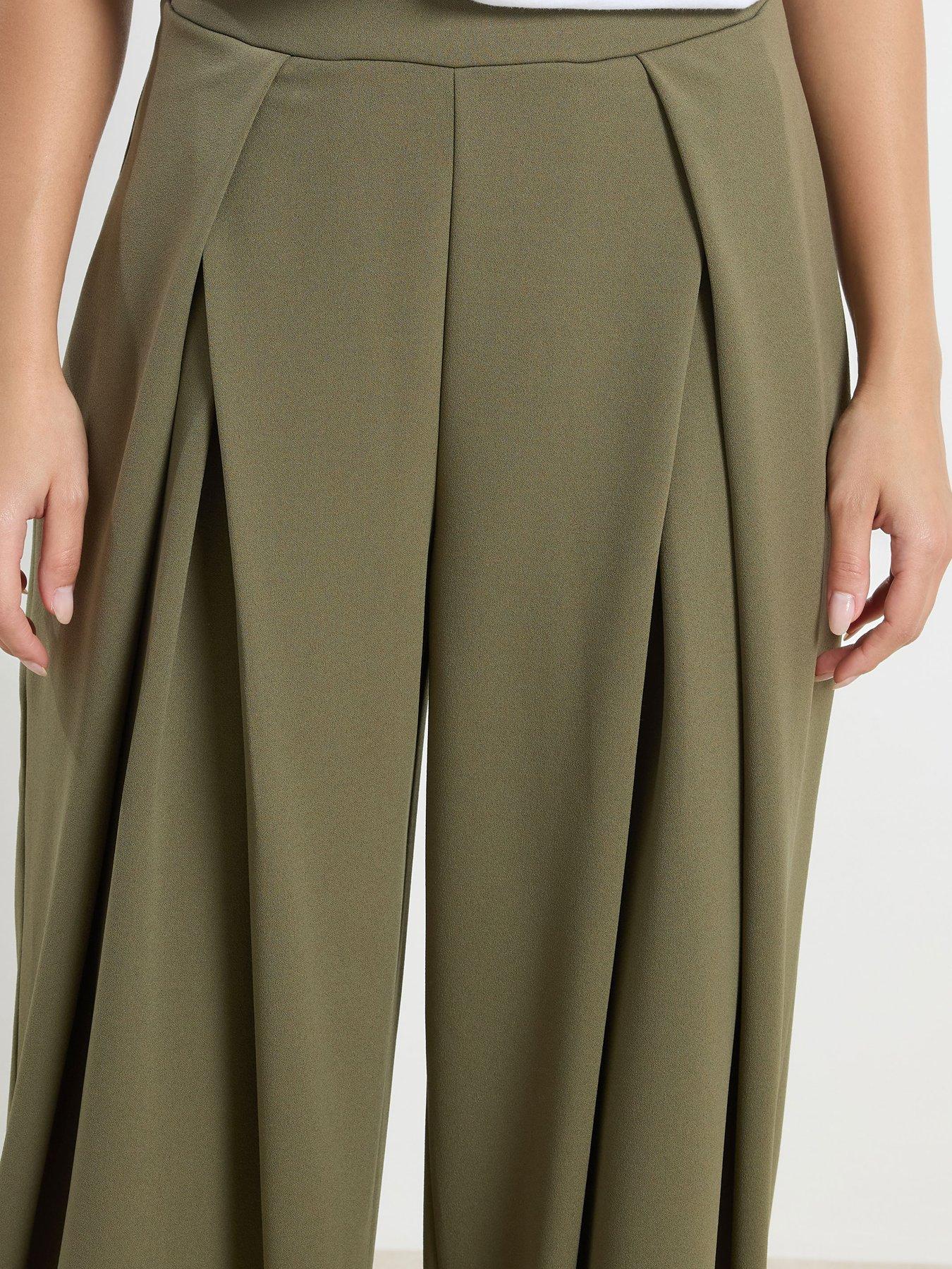 Image 4 of 4 of PixieGirl Petite Scuba Wrap Pleat Wide Leg Trousers