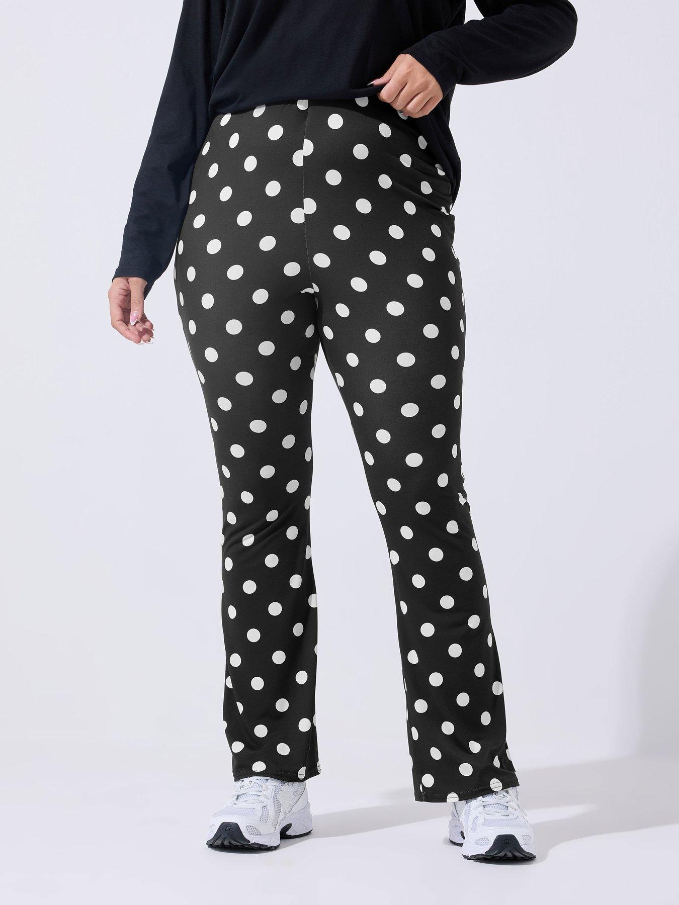 yours-curve-polka-dot-flare-trouser-blackfront