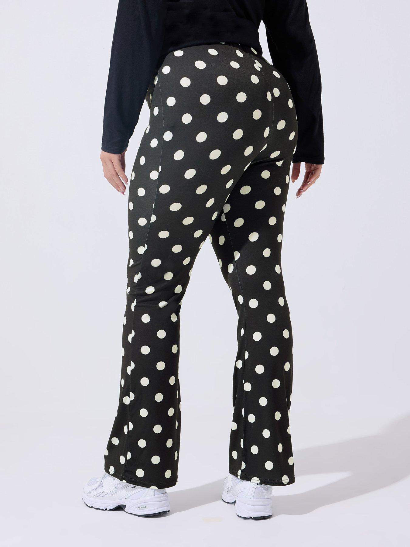 yours-curve-polka-dot-flare-trouser-blackstillFront