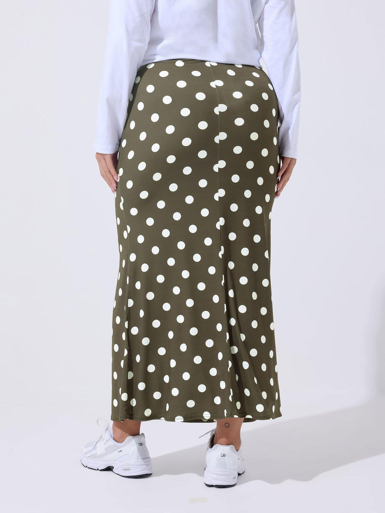yours-curve-polka-dot-midi-skirt--brownstillFront