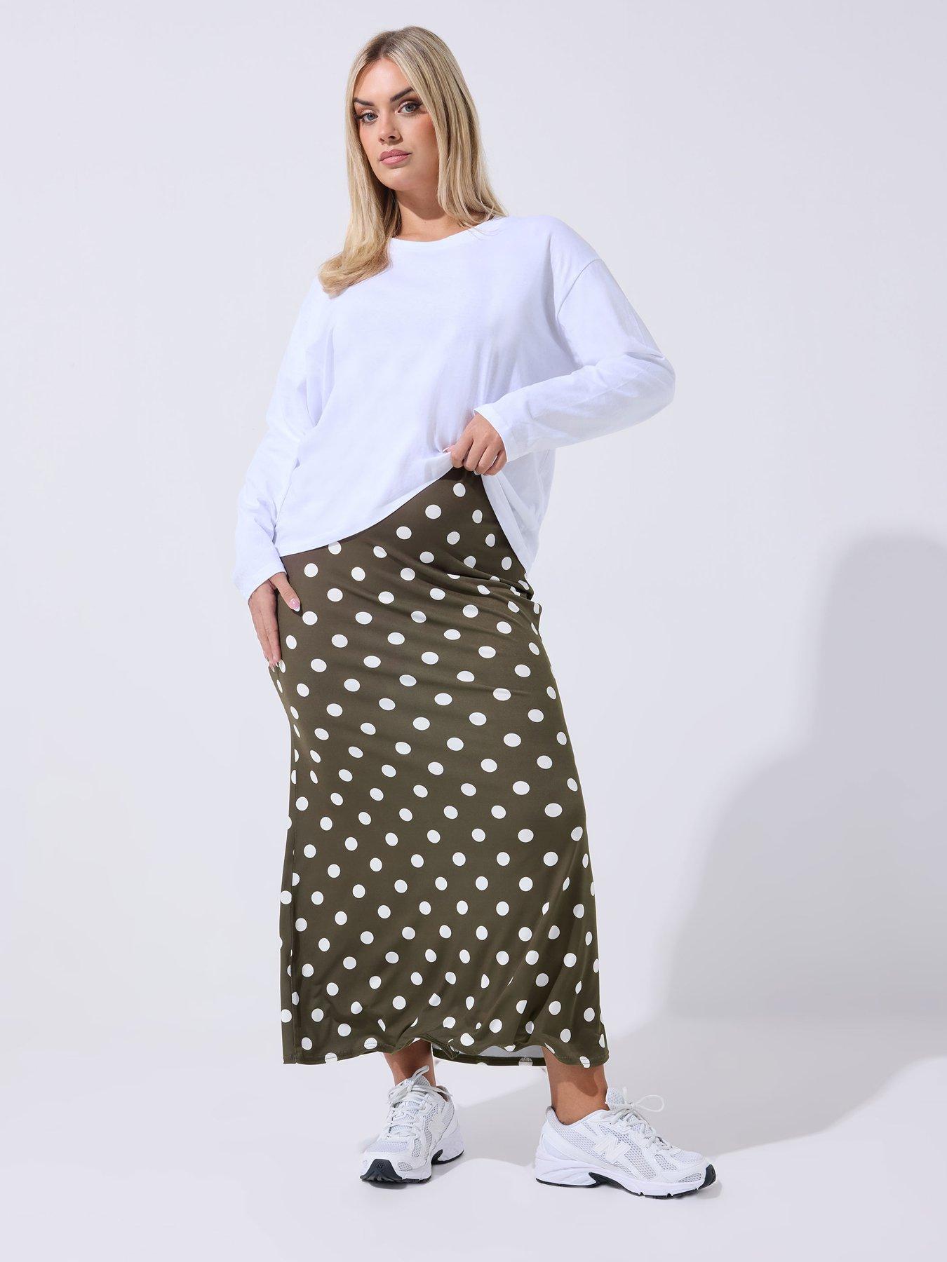 yours-curve-polka-dot-midi-skirt--brownback