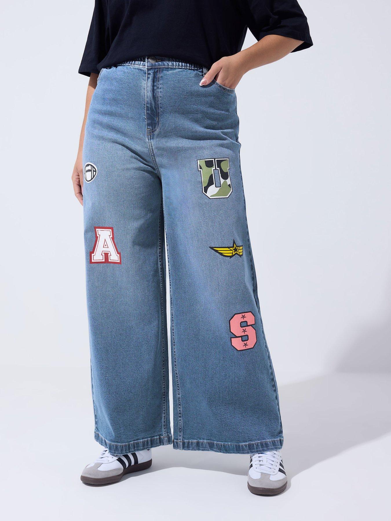 Image 1 of 5 of Yours Curve Applique Badge Jeans