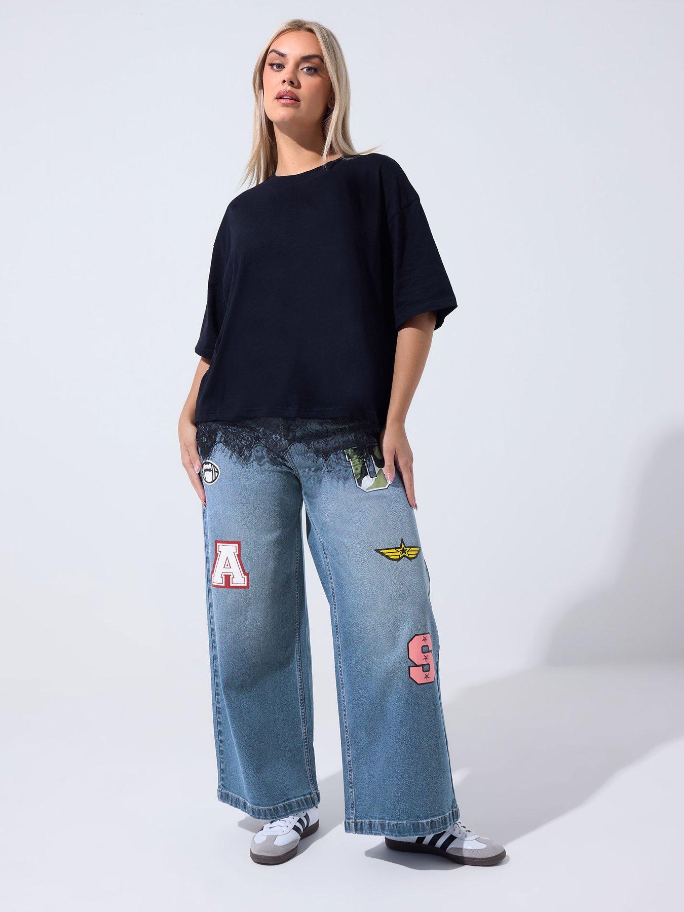 Image 3 of 5 of Yours Curve Applique Badge Jeans