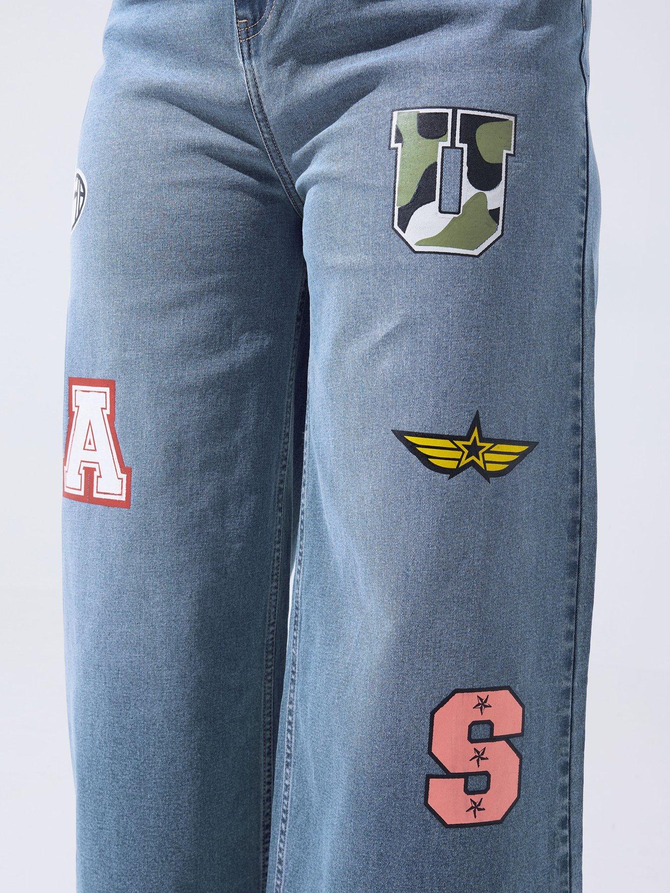 Image 4 of 5 of Yours Curve Applique Badge Jeans