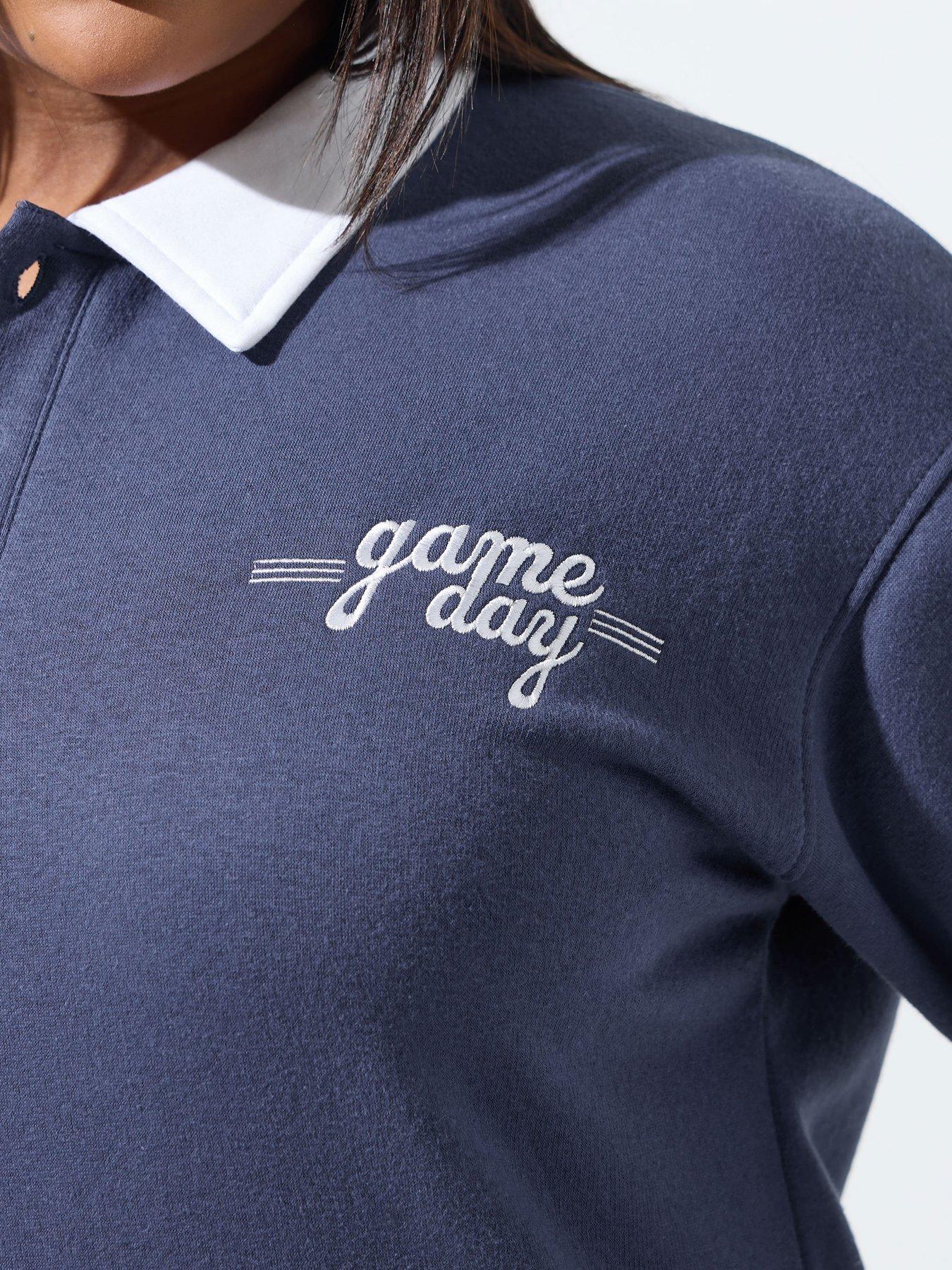 Image 4 of 5 of Yours Curve 'game Day' Embroidered Rugby Sweatshirt