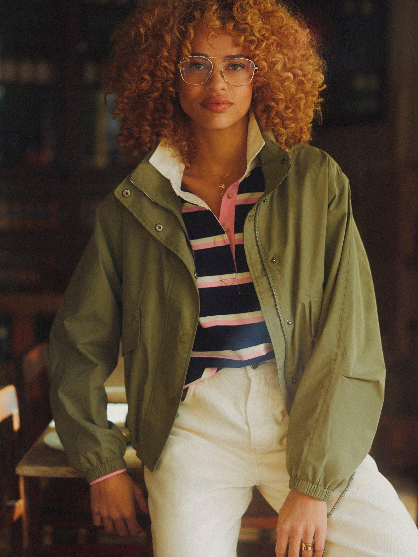 Image 1 of 7 of Joules Hove Waterproof Windbreaker With Packable Hood - Khaki Green
