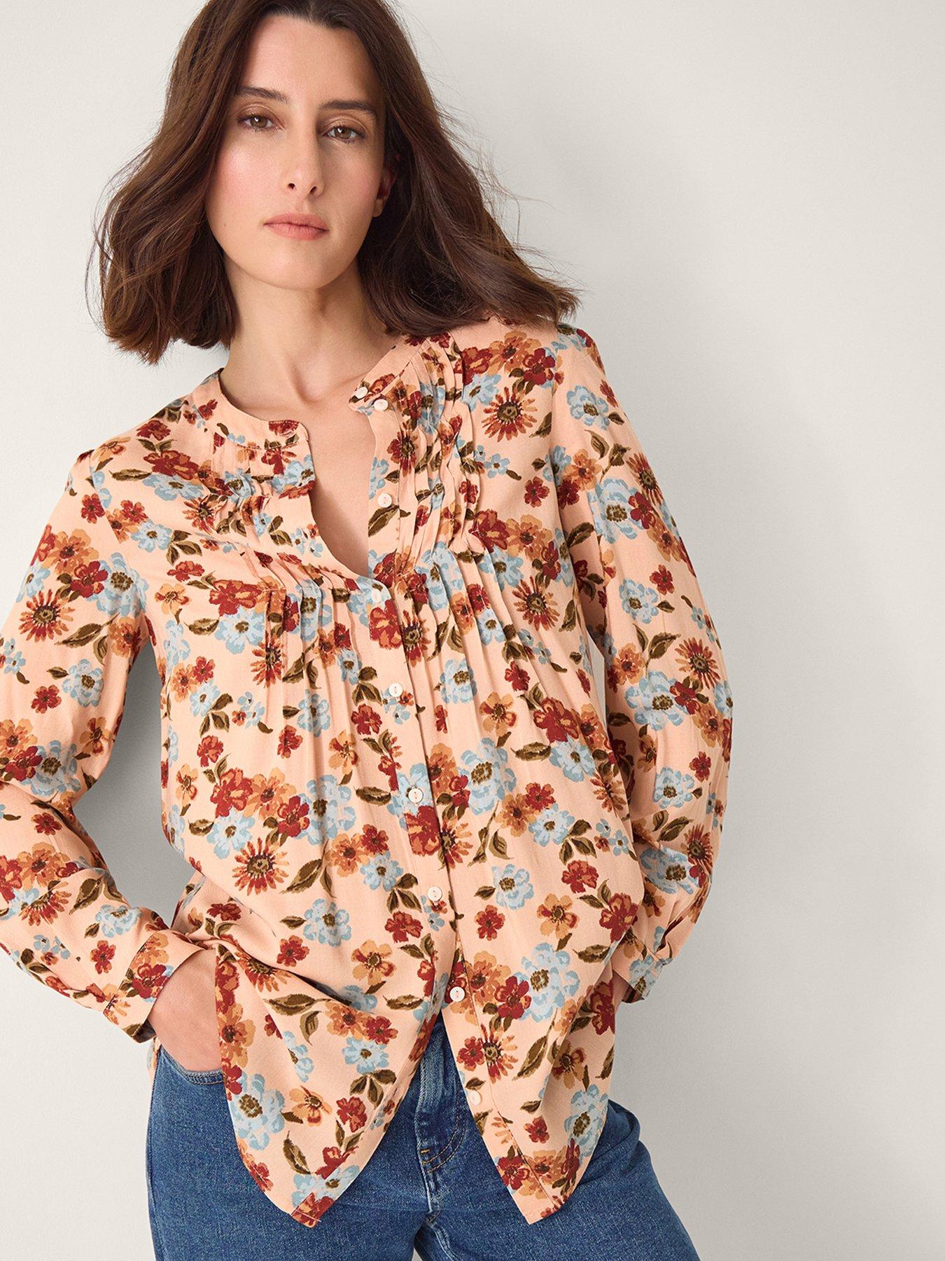 Image 1 of 5 of Monsoon Olive Print Top