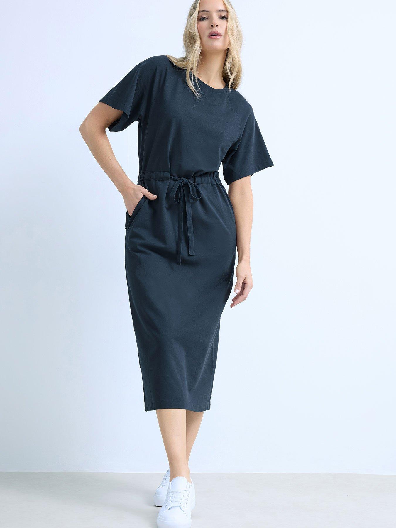 long-tall-sally-raglan-sleeve-tie-waist-midi-dress-bluefront