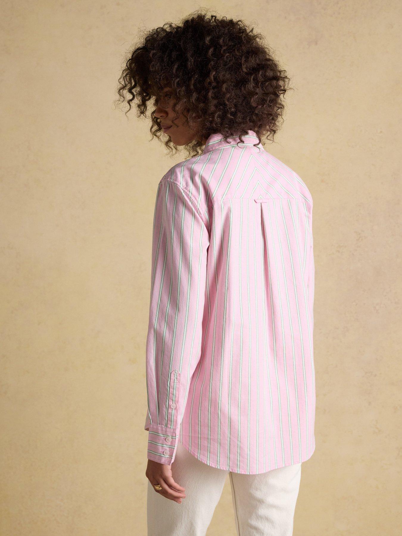 Image 2 of 7 of Joules Striped Boyfriend Oxford Shirt - Pink