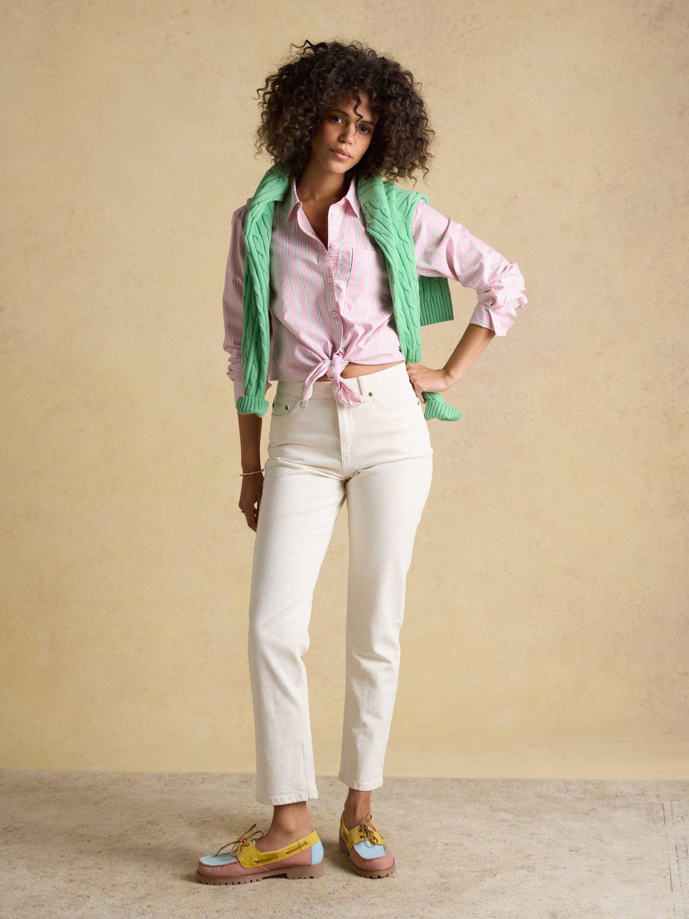 Image 3 of 7 of Joules Striped Boyfriend Oxford Shirt - Pink