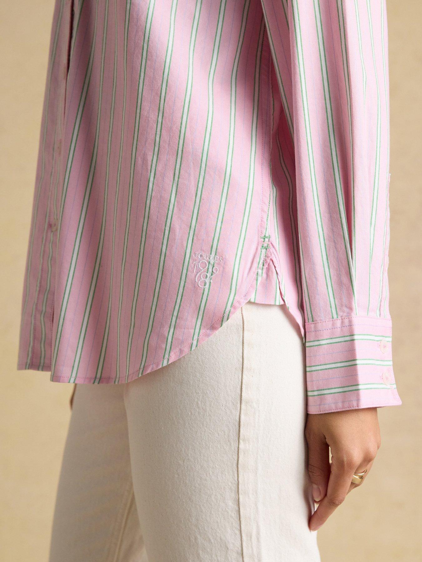 Image 4 of 7 of Joules Striped Boyfriend Oxford Shirt - Pink