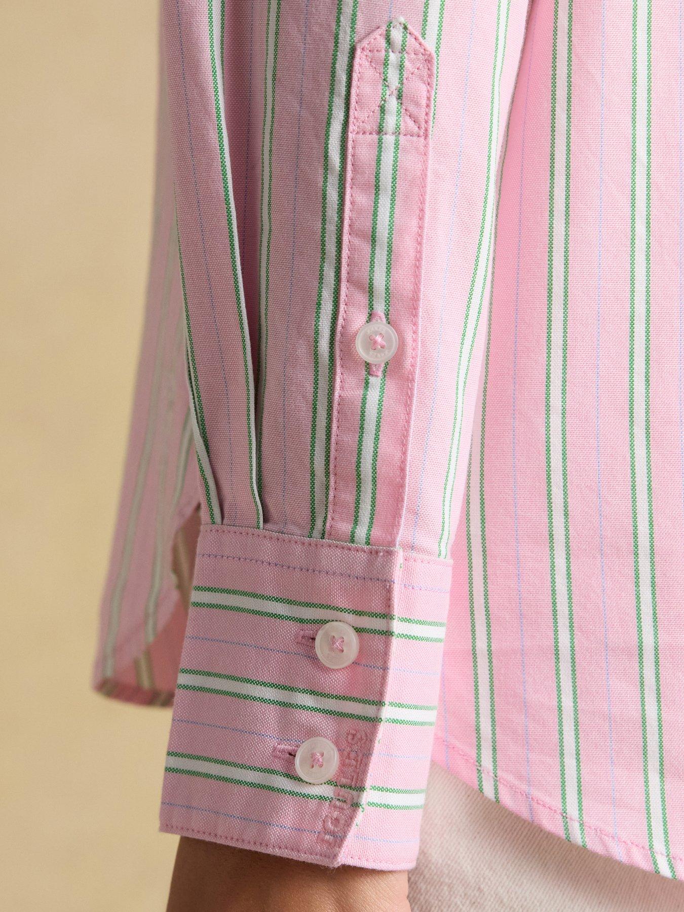 Image 6 of 7 of Joules Striped Boyfriend Oxford Shirt - Pink