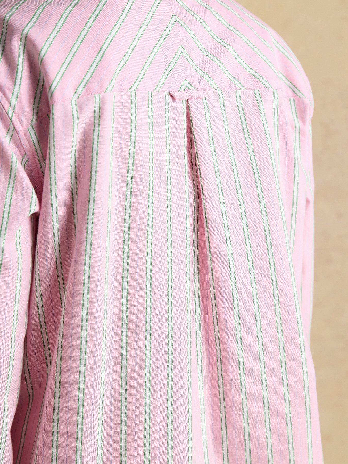 Image 7 of 7 of Joules Striped Boyfriend Oxford Shirt - Pink