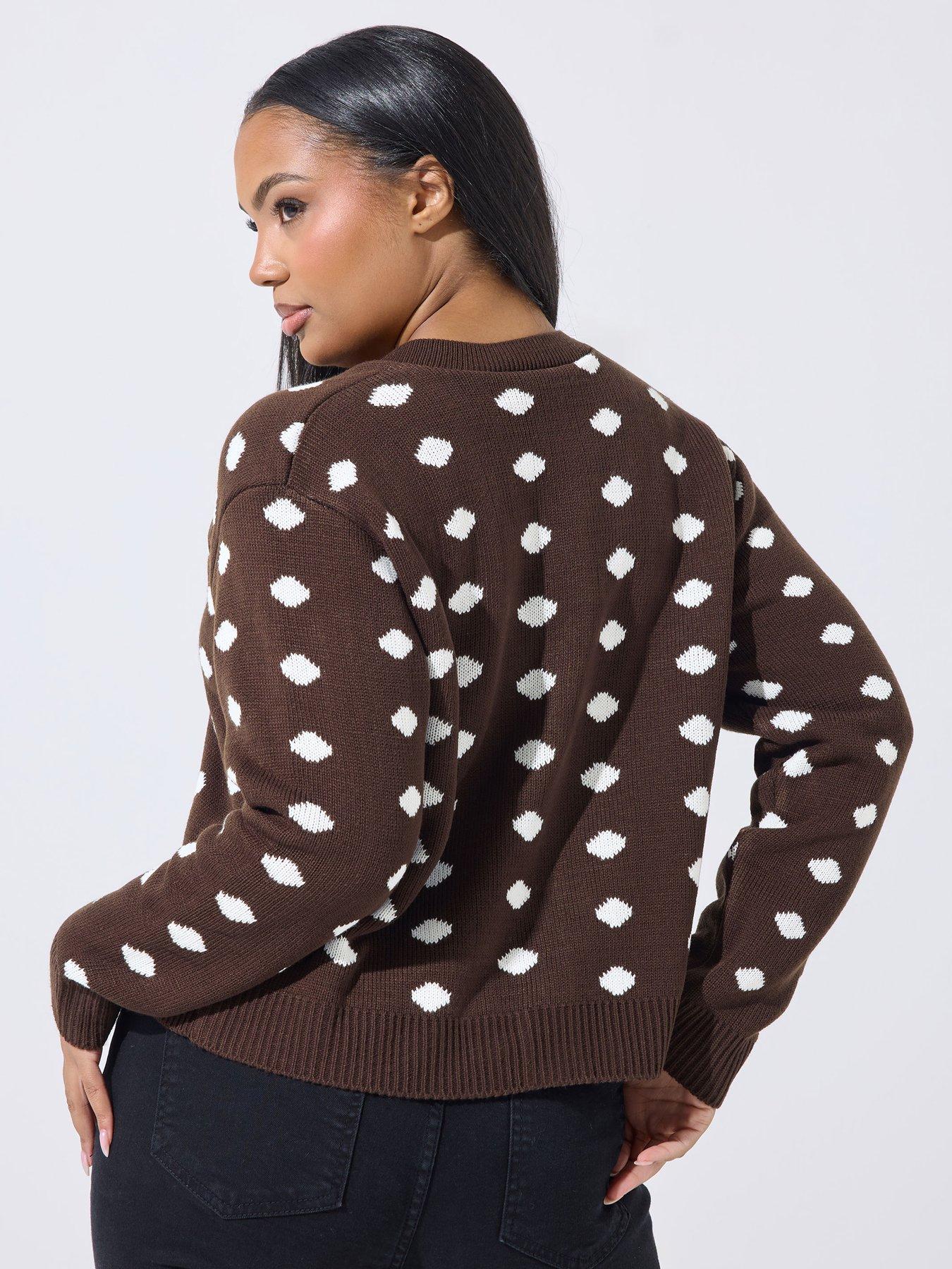 Image 2 of 5 of Yours Curve Polka Dot Knitted Carigan
