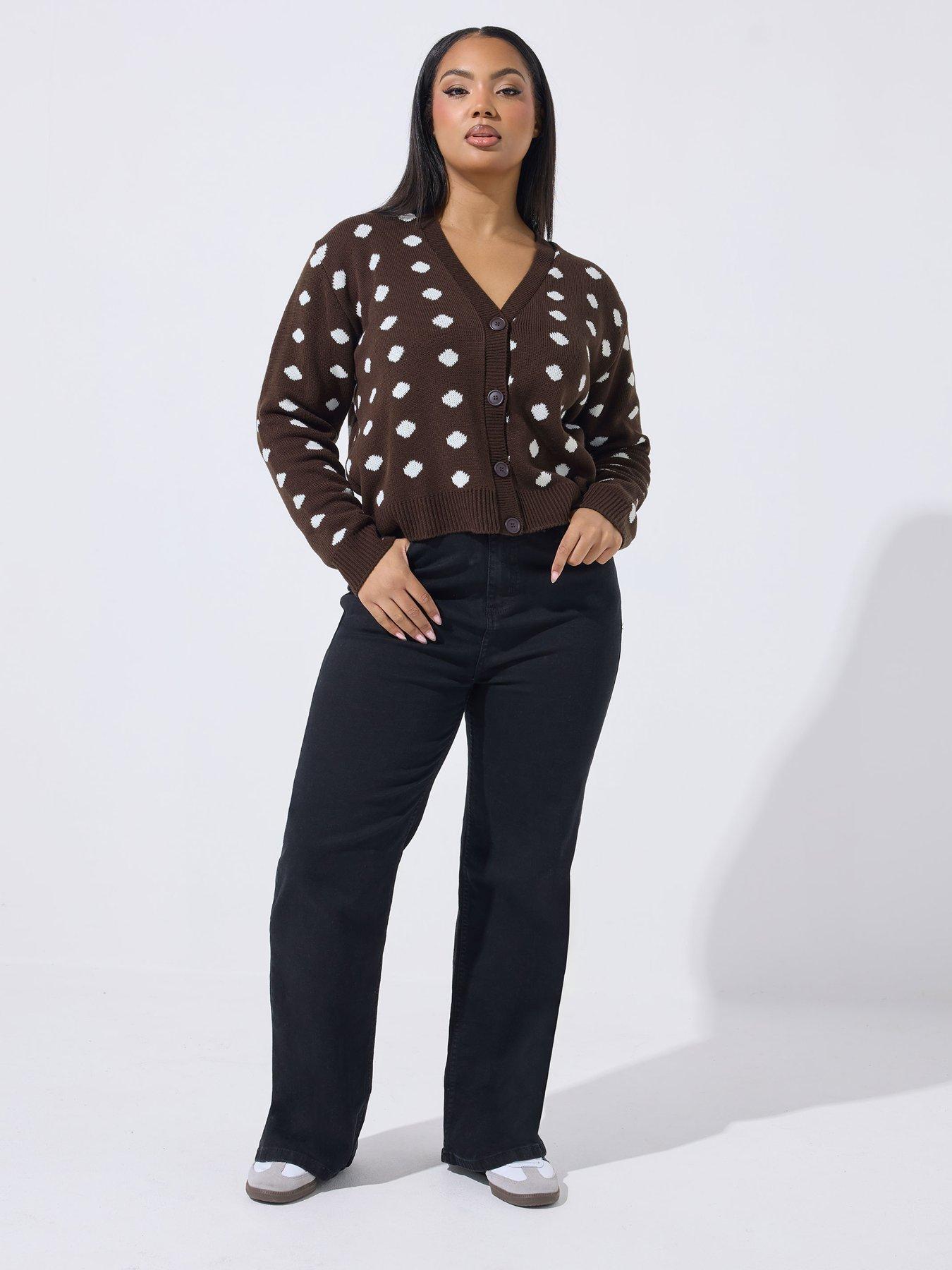 Image 3 of 5 of Yours Curve Polka Dot Knitted Carigan