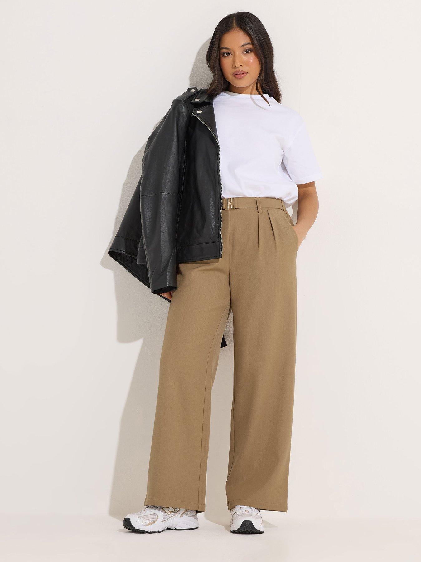 Image 1 of 6 of PixieGirl Petite Buckle Wide Leg Trousers