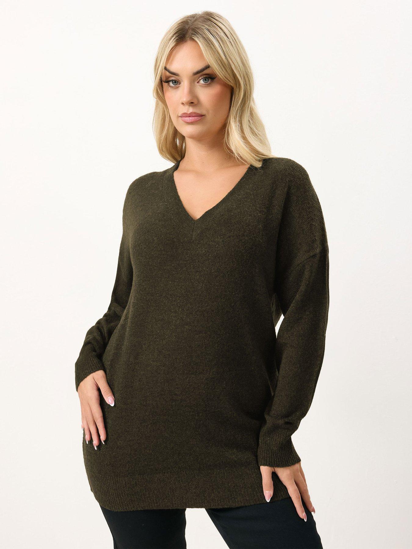 yours-curve-v-neck-soft-touch-jumper-brownfront
