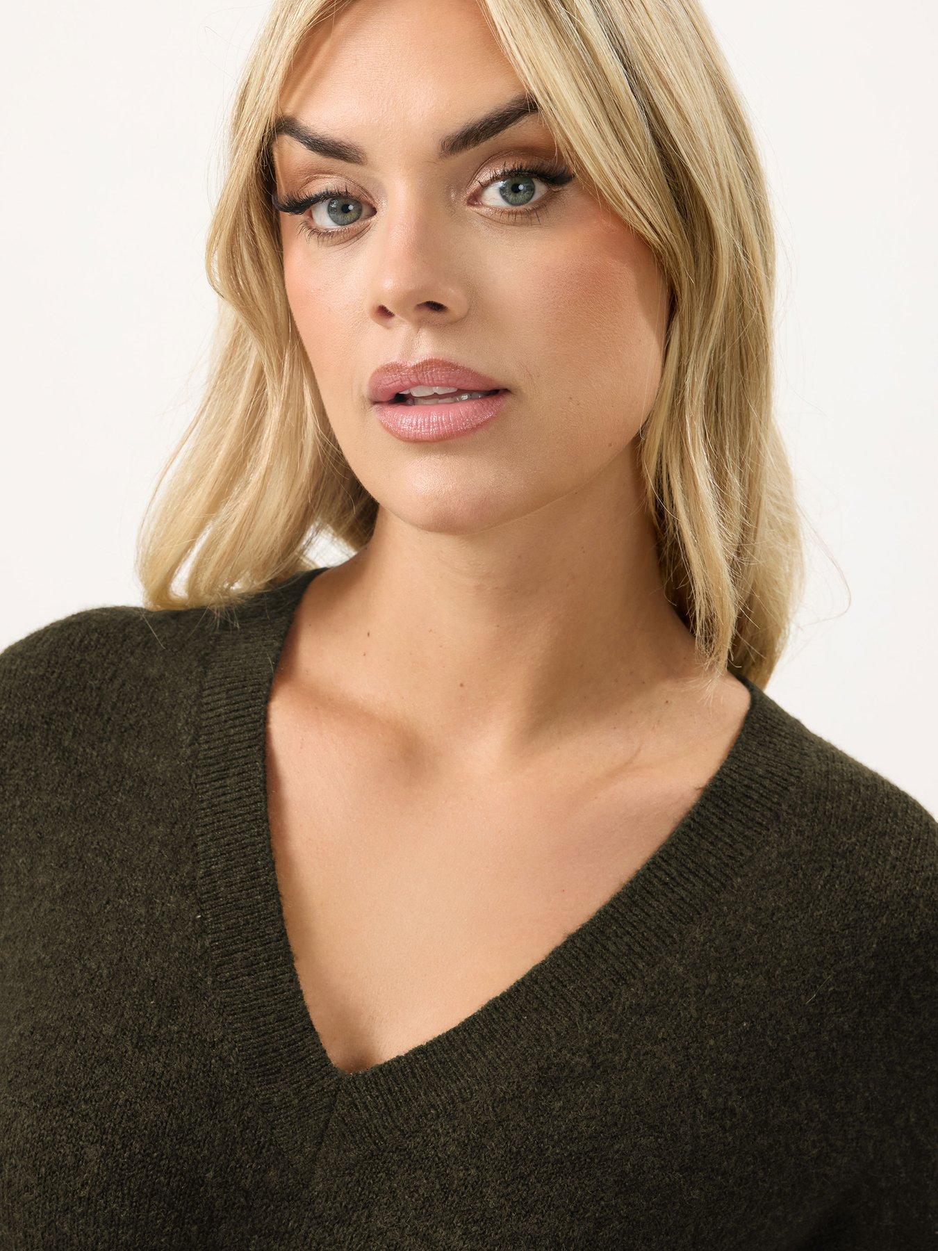 yours-curve-v-neck-soft-touch-jumper-brownoutfit