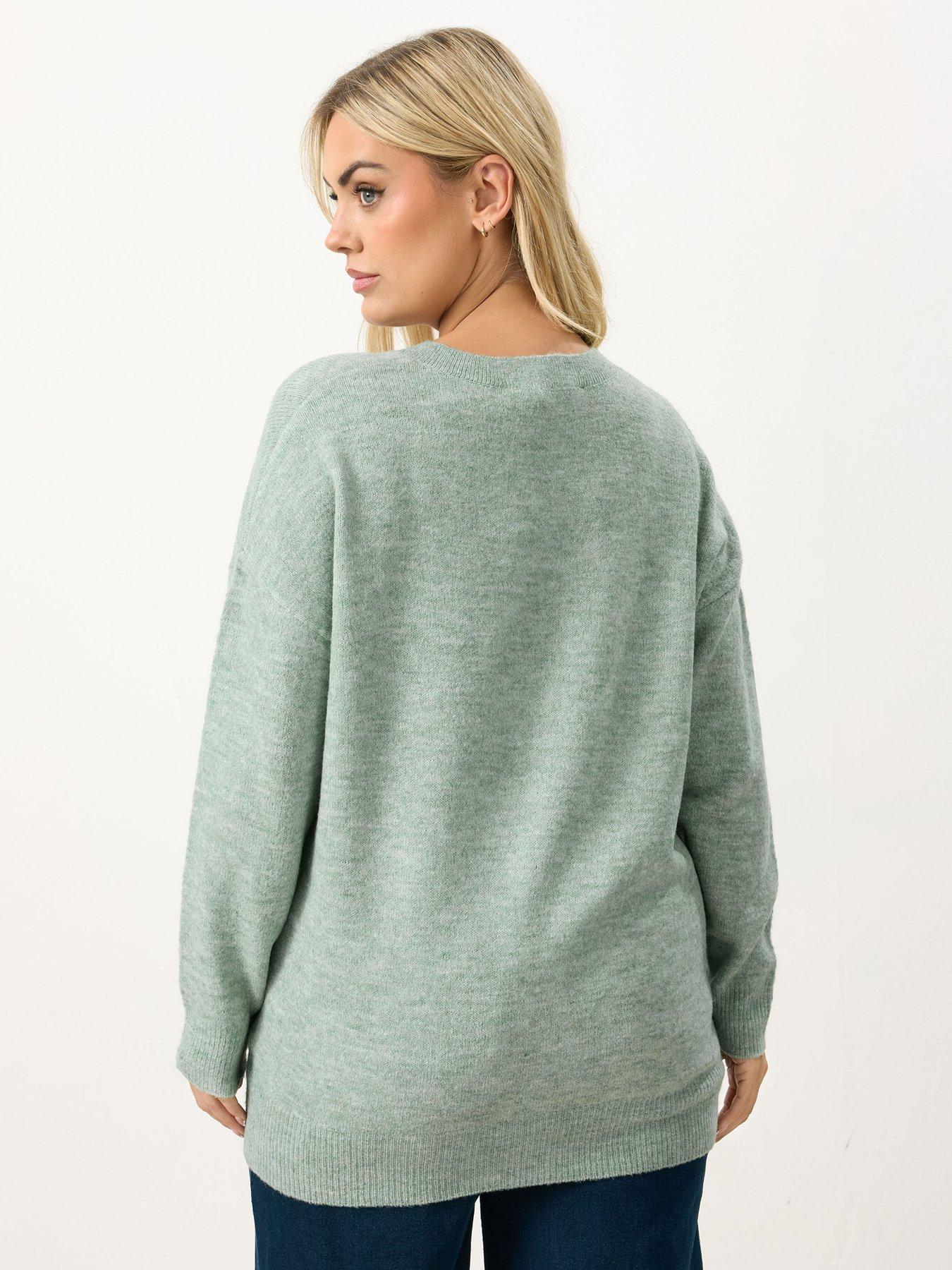 yours-curve-v-neck-soft-touch-jumper-greenstillFront