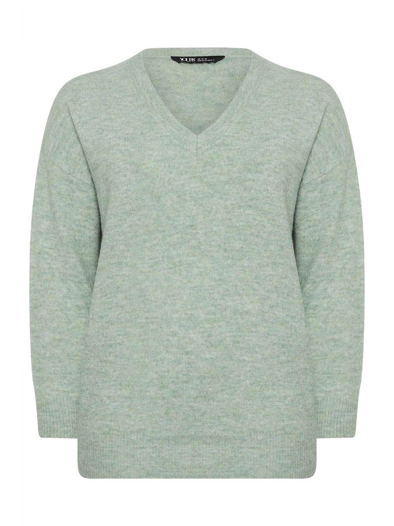yours-curve-v-neck-soft-touch-jumper-greendetail