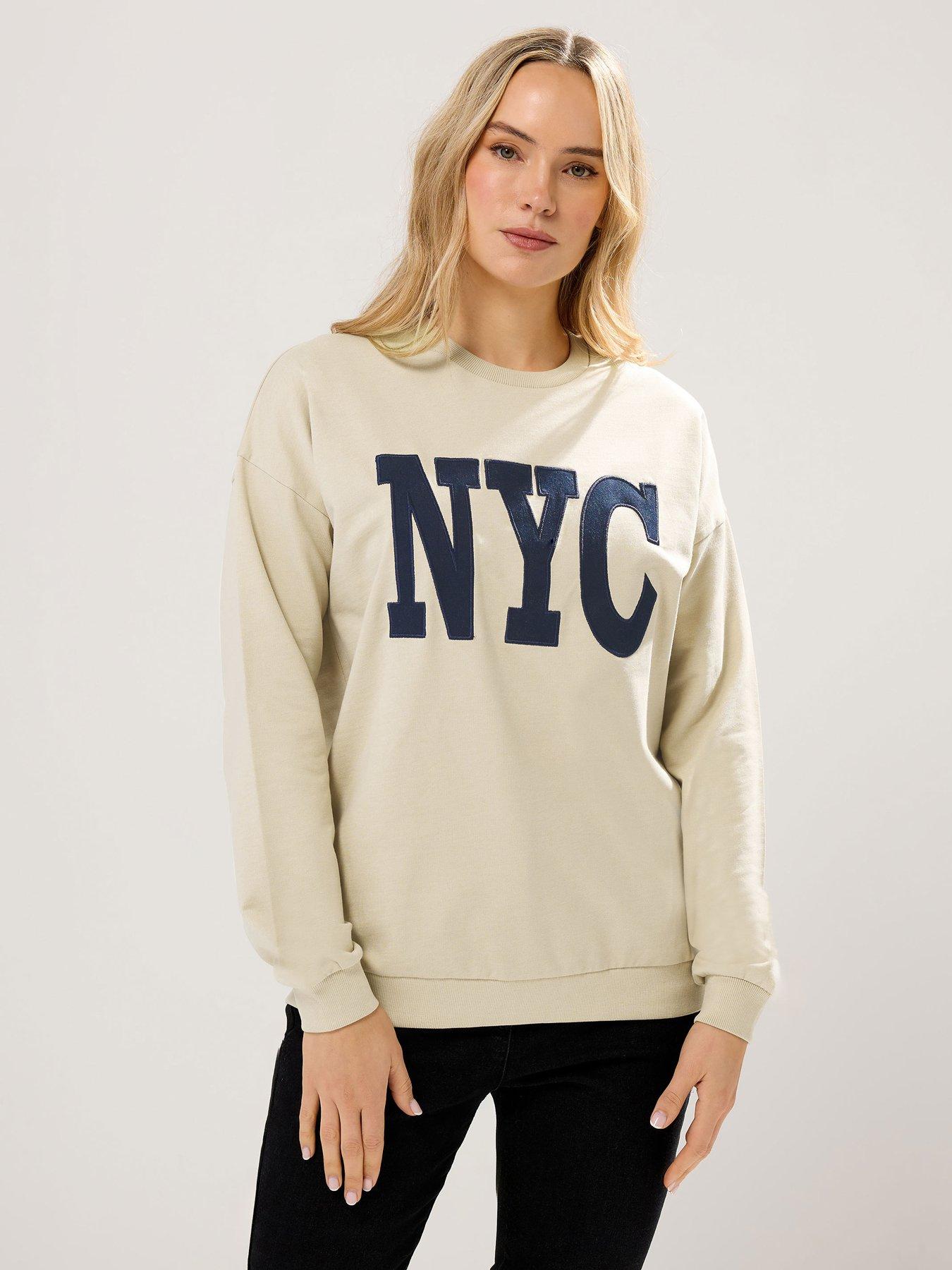 Long Tall Sally 'NYC' Applique Sweatshirt - Cream