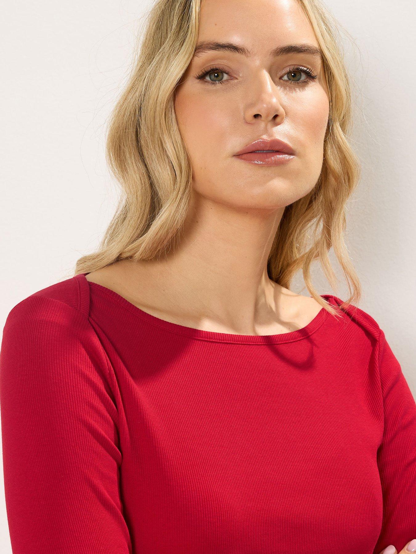 Image 4 of 5 of Long Tall Sally Tall Rib Slash Neck T-shirt