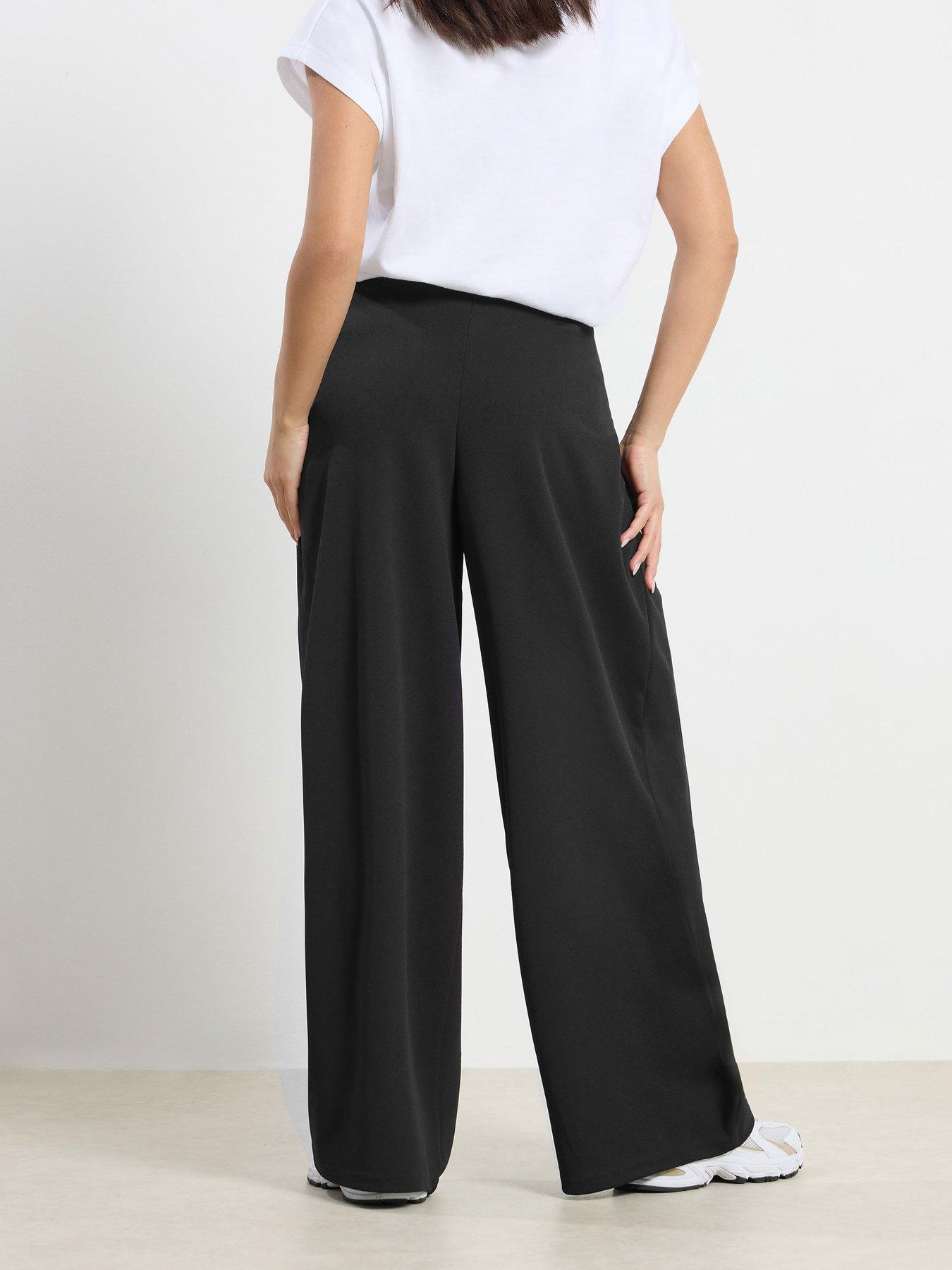 Image 2 of 4 of PixieGirl Petite Scuba Wrap Pleat Wide Leg Trousers