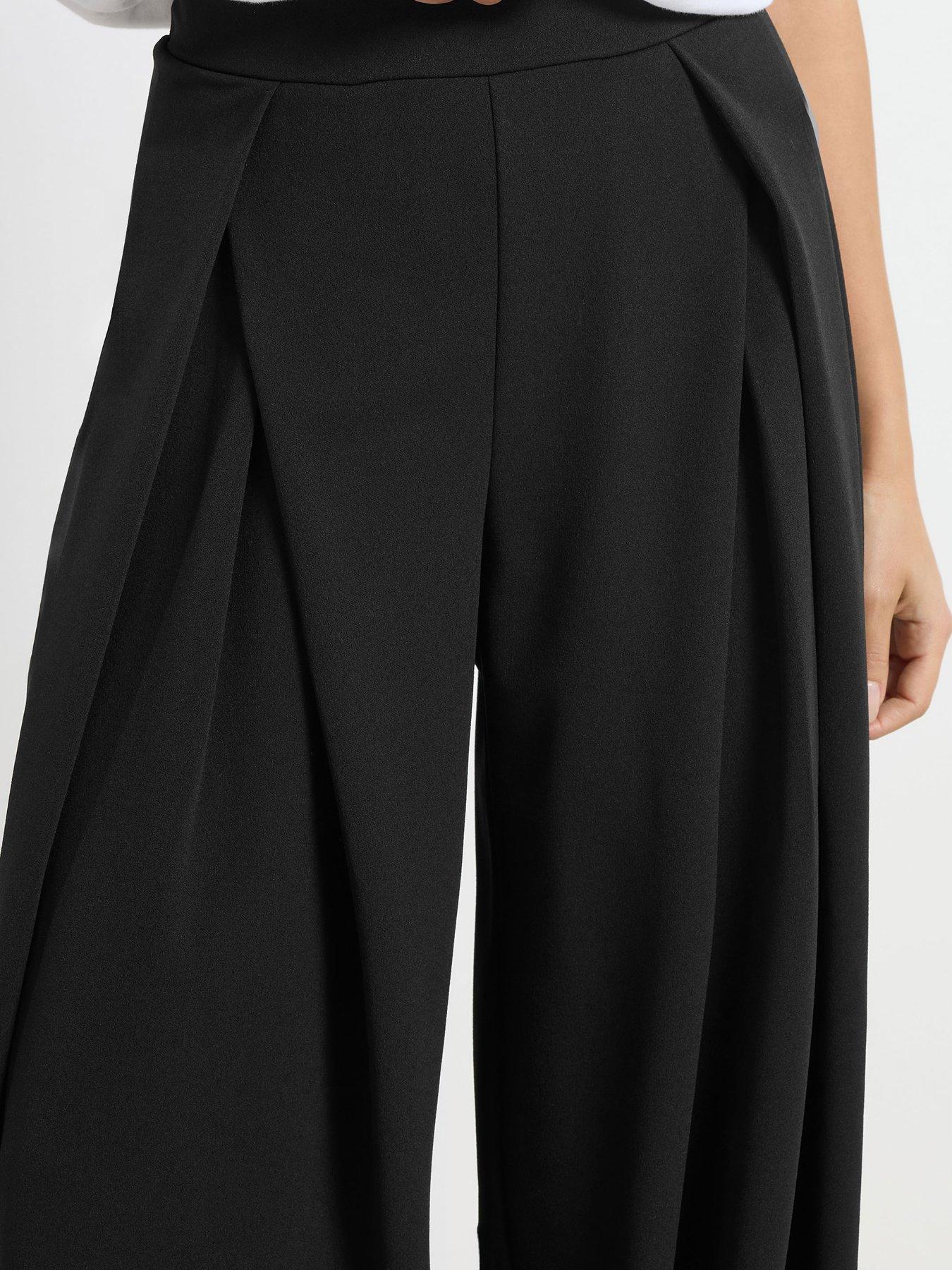 Image 4 of 4 of PixieGirl Petite Scuba Wrap Pleat Wide Leg Trousers