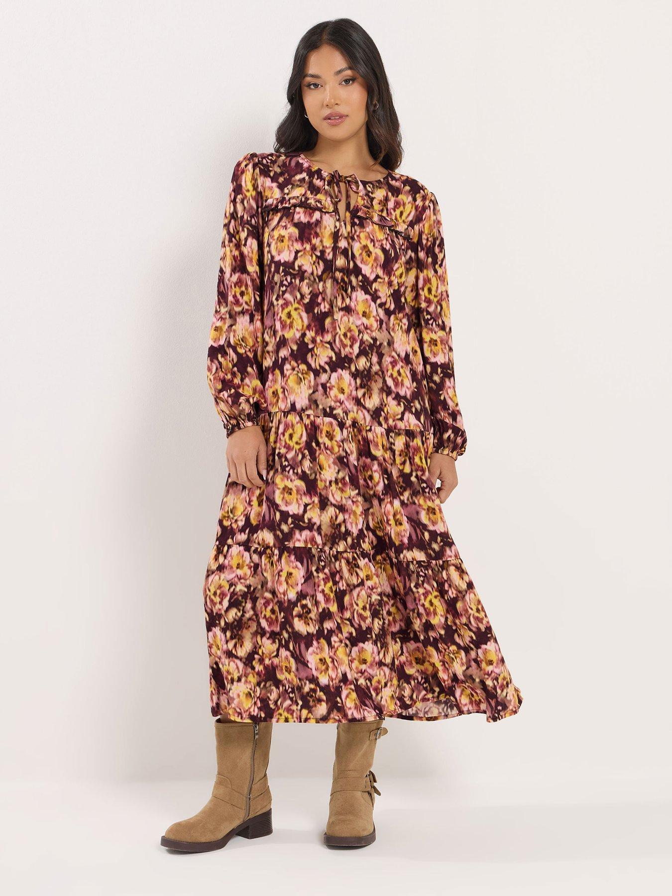 pixiegirl-petite-blurred-floral-ruffle-midi-dressfront