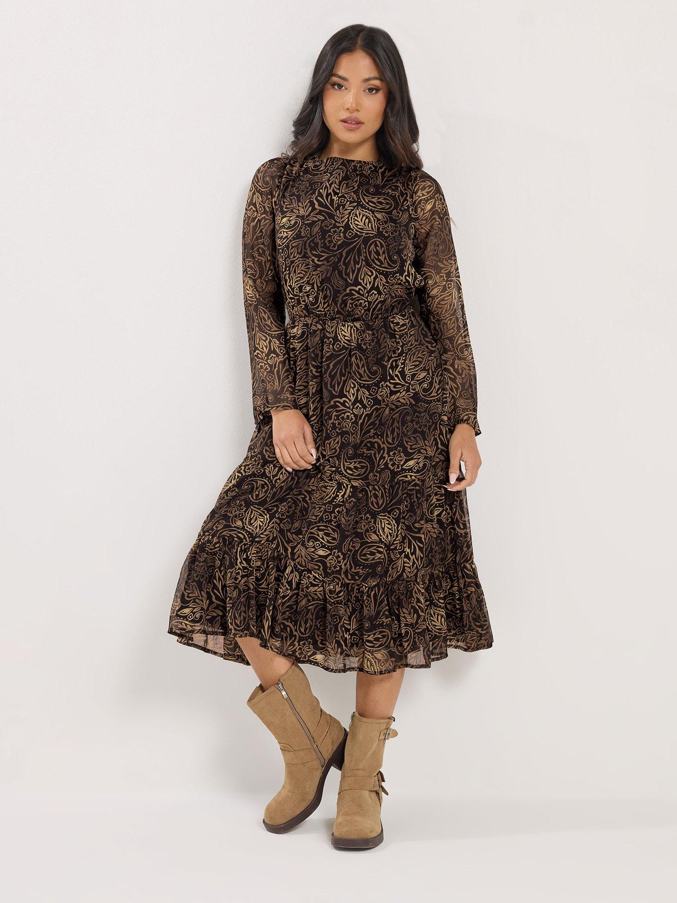 pixiegirl-petite-leaf-print-midi-dress