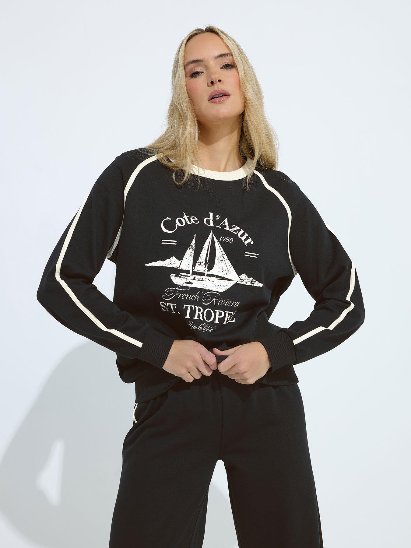Image 1 of 6 of Long Tall Sally Nautical Pipe Sweatshirt - Black