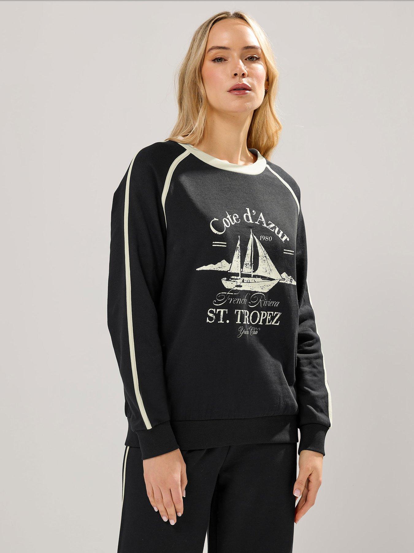 Image 4 of 6 of Long Tall Sally Nautical Pipe Sweatshirt - Black