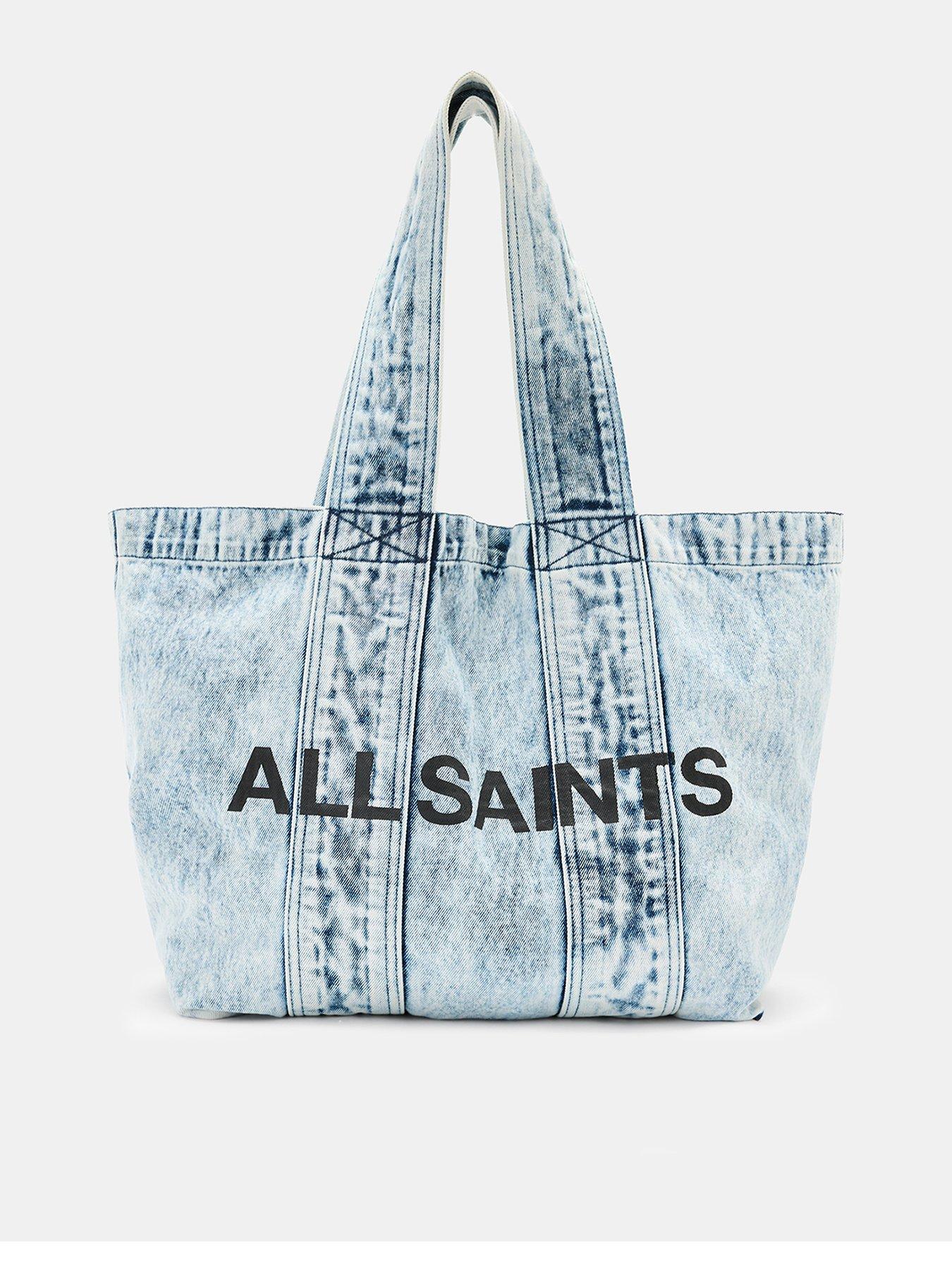 Image 1 of 5 of AllSaints Izzy Denim Tote Bag - Blue