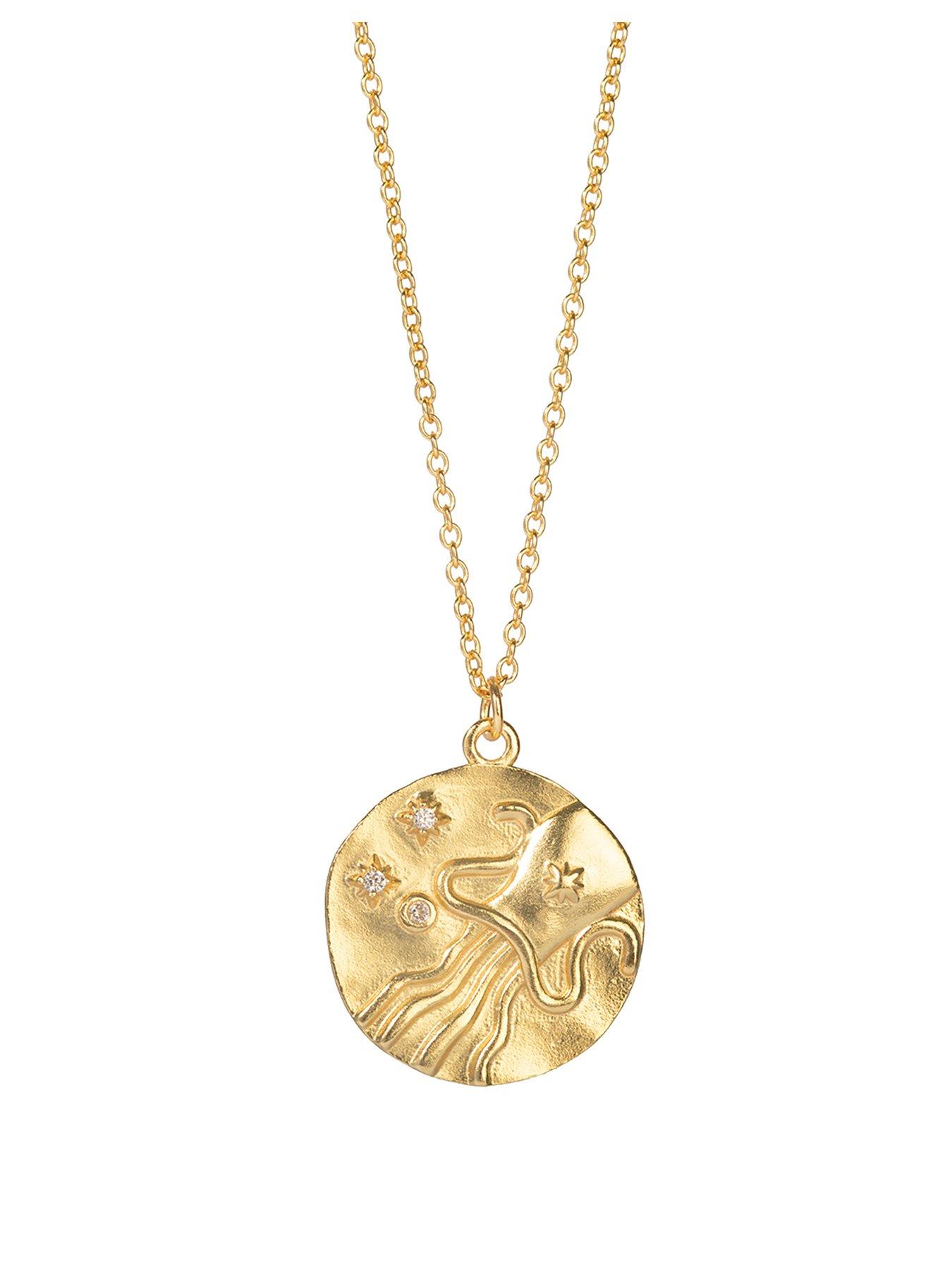 The Love Collection Gold Plated Sterling Silver Zodiac CZ Pendant
